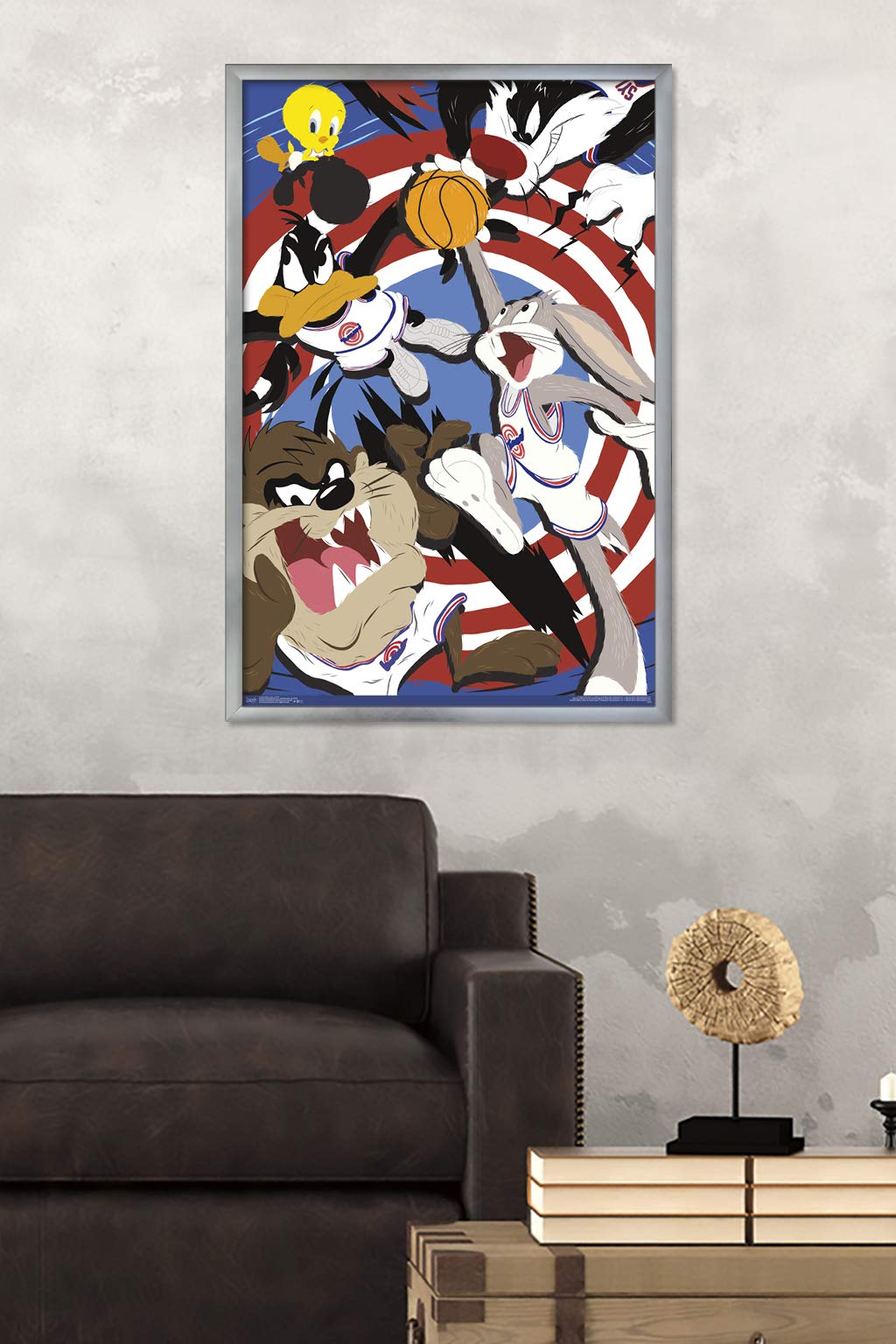 Trends International Looney Tunes: Space Jam - Court Wall Poster, 22.375'' X 34'', Silver Framed Version