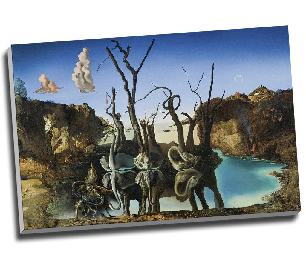 Salvador Dali Swans Reflecting Elephants Canvas Print Wall Art Picture Canvas Prints Large A1 30 X 20 Inches (76.2Cm X 50.8Cm)