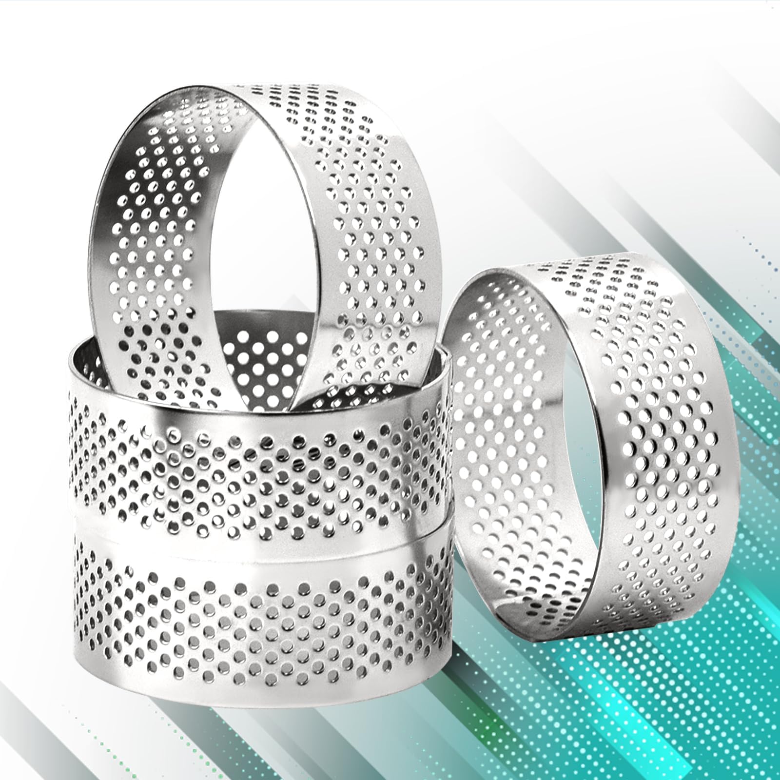 10 Pcs 1.98 Inch Stainless Steel Tart Ring, Heat-Resistant Perforated Cake Mousse Ring, Round Ring Baking Doughnut Tools 5Cm