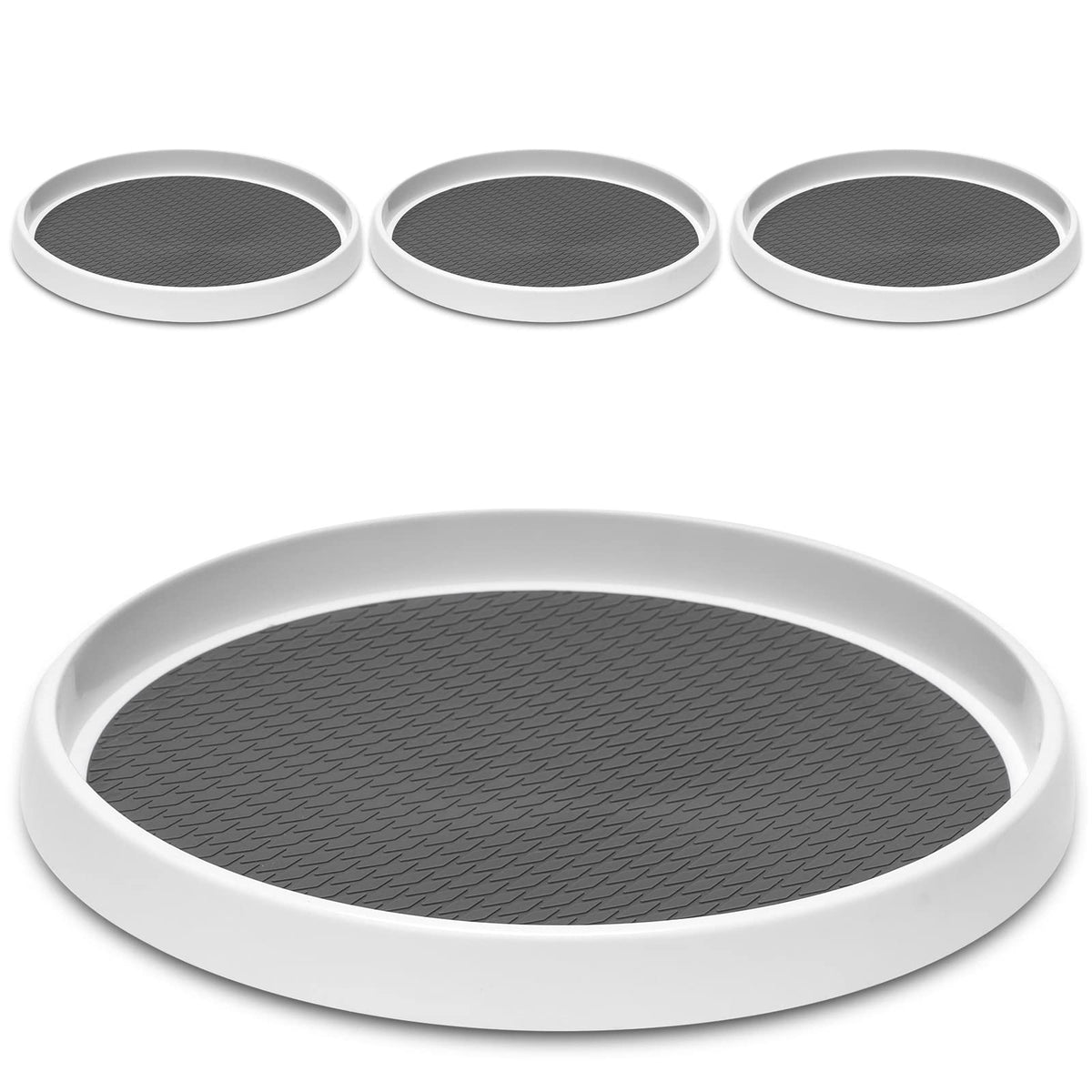 12-Inch Non-Skid Turntable Lazy Susan Organizer [4 Pack] - Spinning Rack For Cabinet Table Top, Pantry Organization Storage, Kit