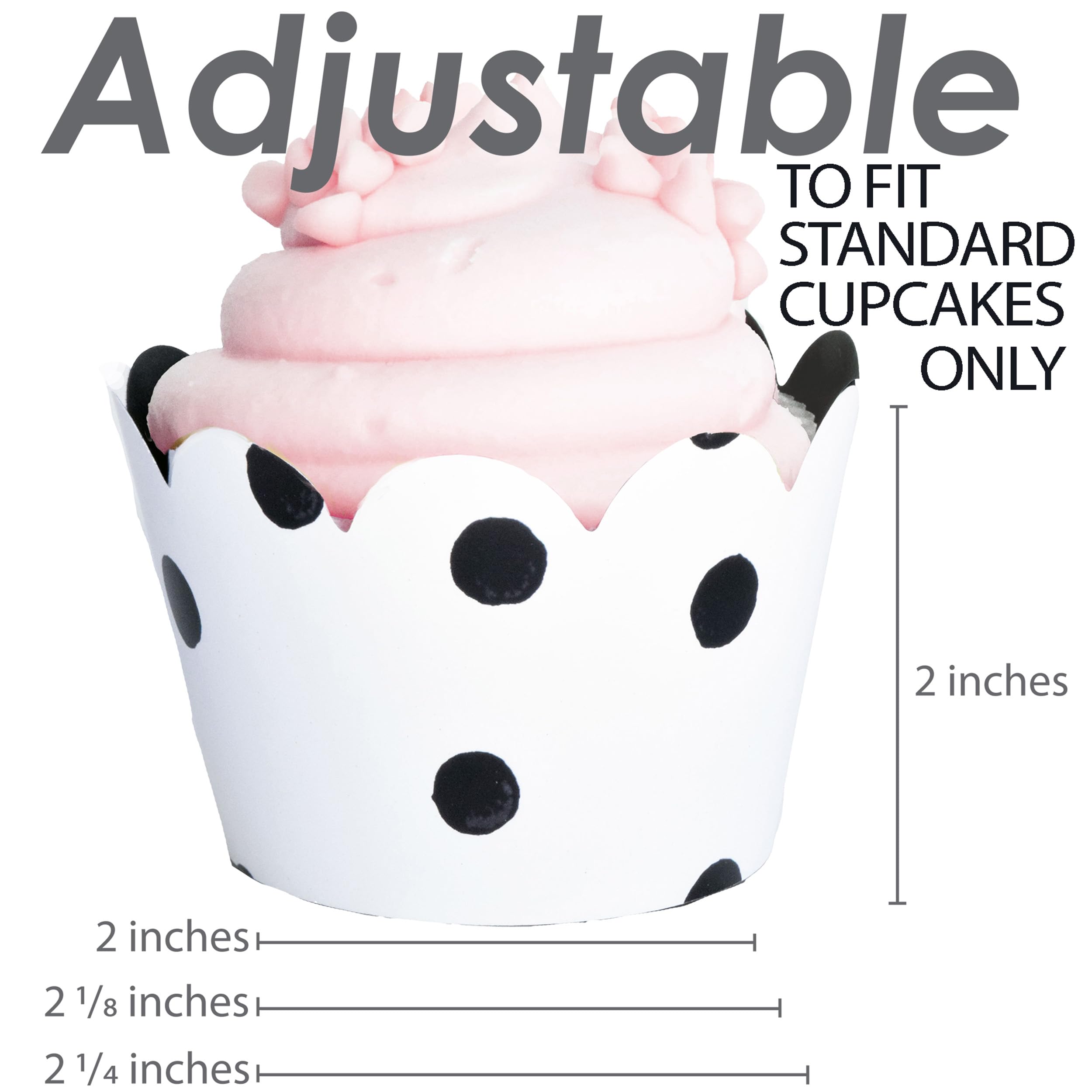 Cupcake Wrappers - Black & White Wedding, Painted Polka Dot Bridal & Baby Shower Decor, Birthday Party Decorations, Kpop Reversi