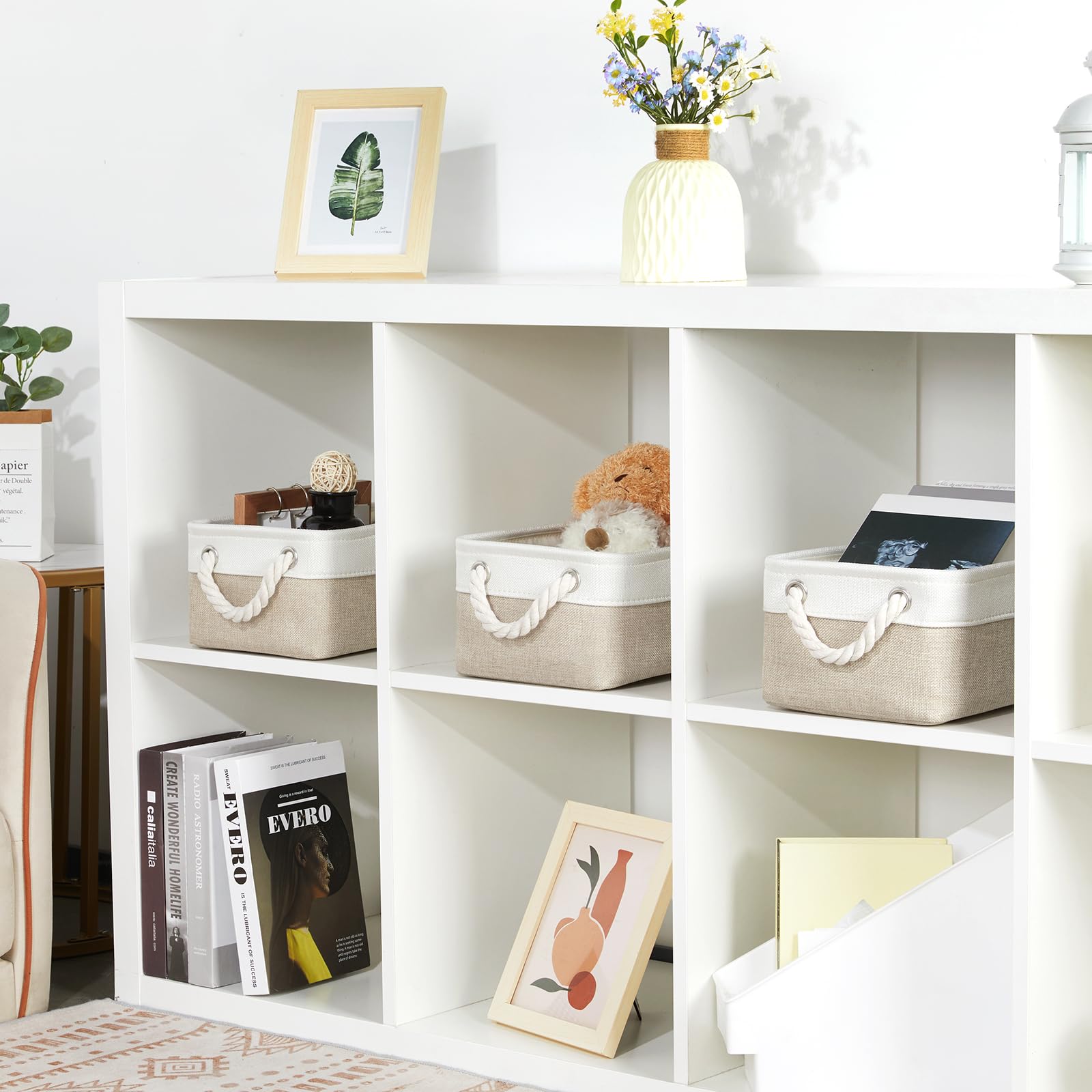 Bidtakay Small Baskets Fabric Storage Baskets For Organizing 3-Pack 12X8X5 Inch Collapsible Storage Bins For Shelves Canvas Bins