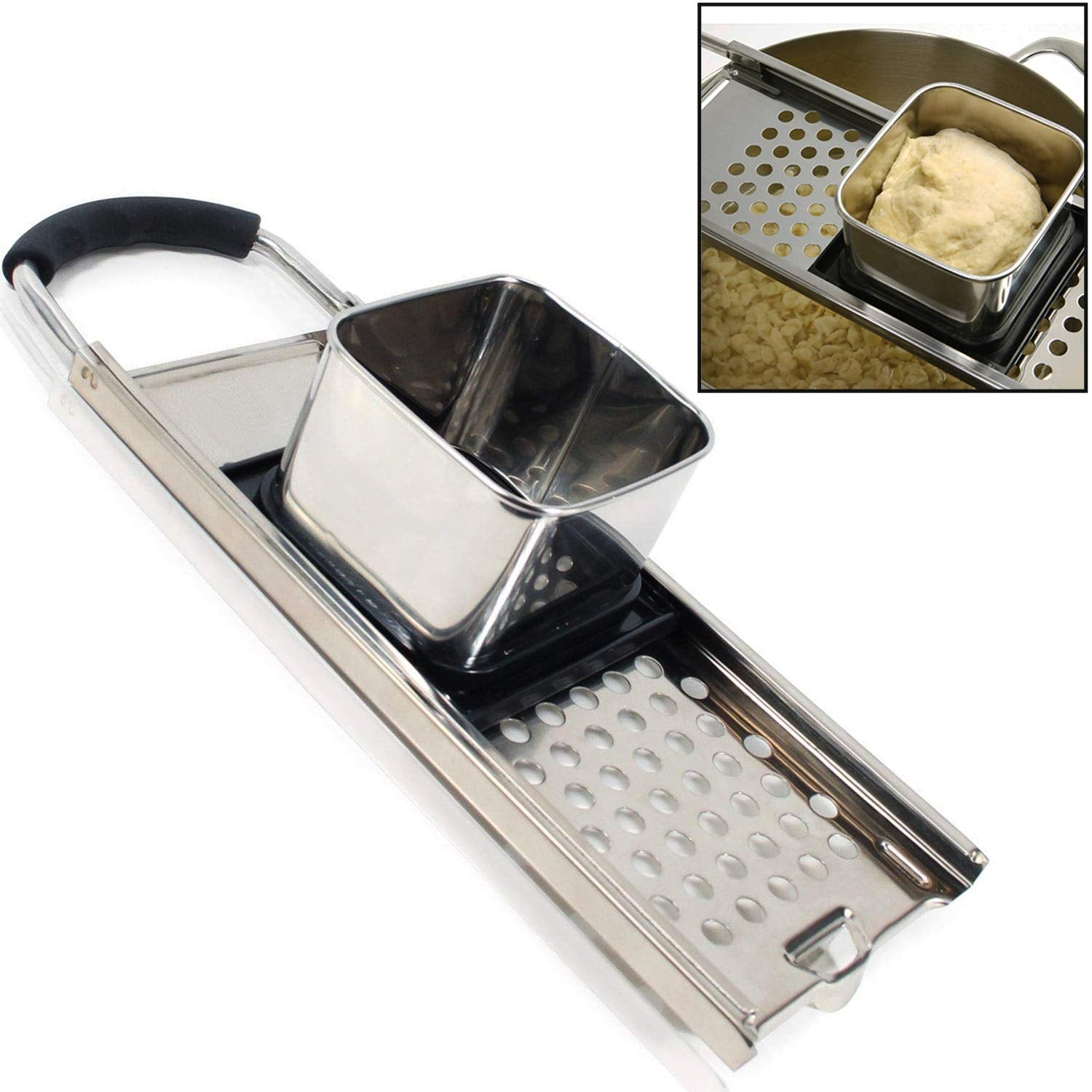Premium Grade Stainless Steel Spaetzle Maker With Comfort Grip Handle Traditional German Egg Noodle Maker