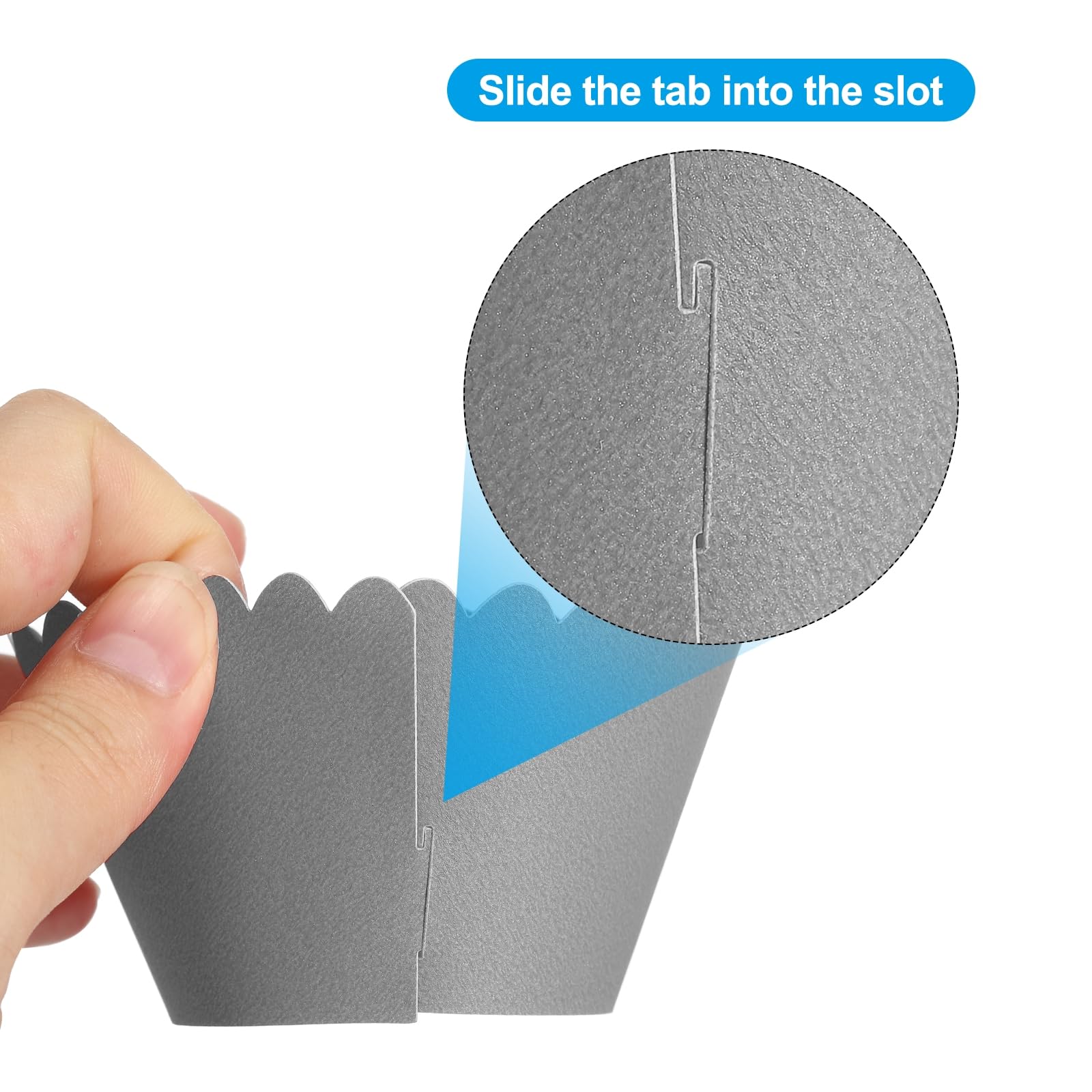 Patikil Cupcake Wrappers Paper, 50 Pack Baking Cups Standard Wave Decoration For Anniversary Birthday Weddings And Parties, Silv