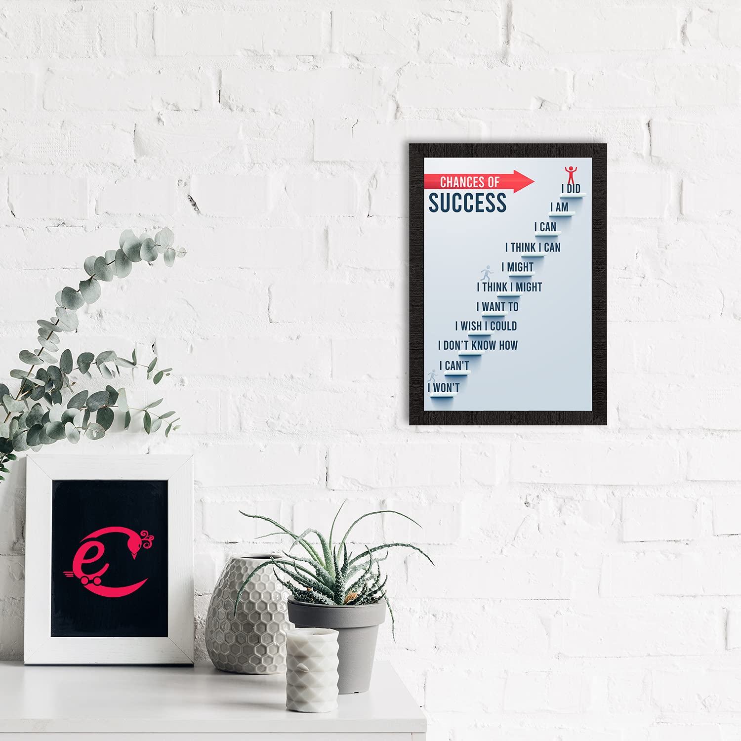 eCraftIndia Chances of Success Motivational Quote Painting Digital Printed Wall Art for Office, Gym, Home Decor - Great Gift Ide