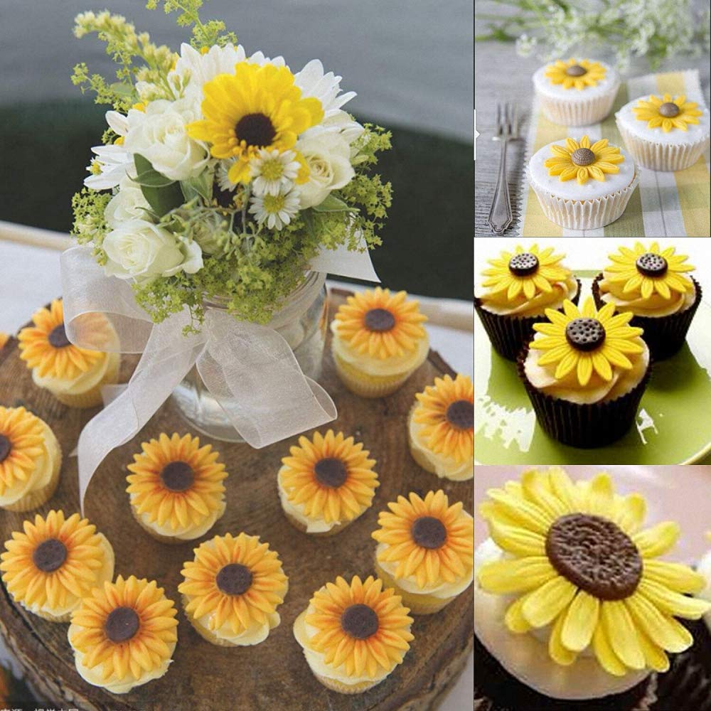 1 Piece Sunflower Cake Fondant Molds, Sun Flower Silicone Chocolate Candy Sugar Craft Gum Paste Mold For Baby Shower Cake Cupcak