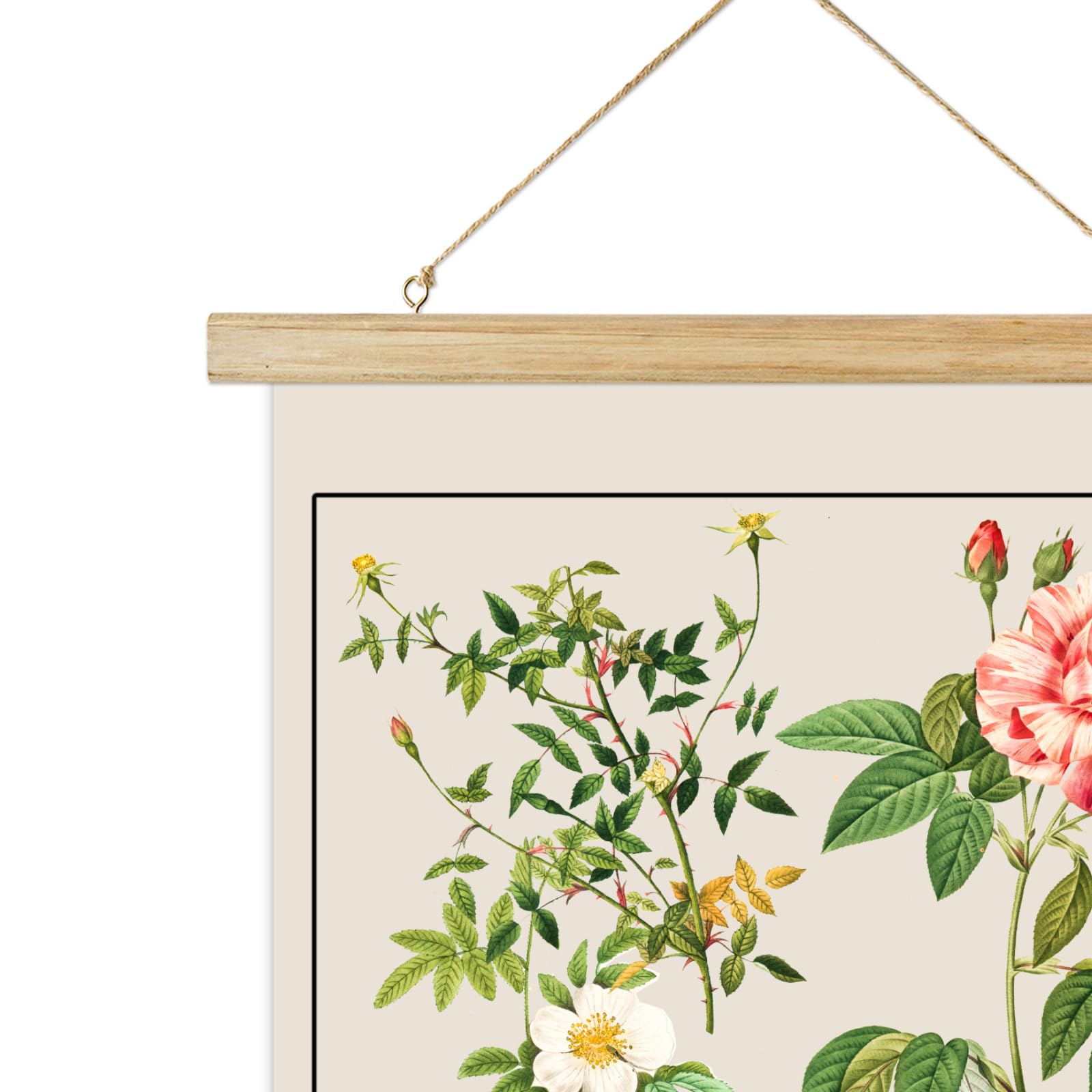Ovfovy Vintage Wildflower Poster With Wooden Frame, Retro Botanical Educational Art Chart - Cute Style Wall Hanging For Home Cla