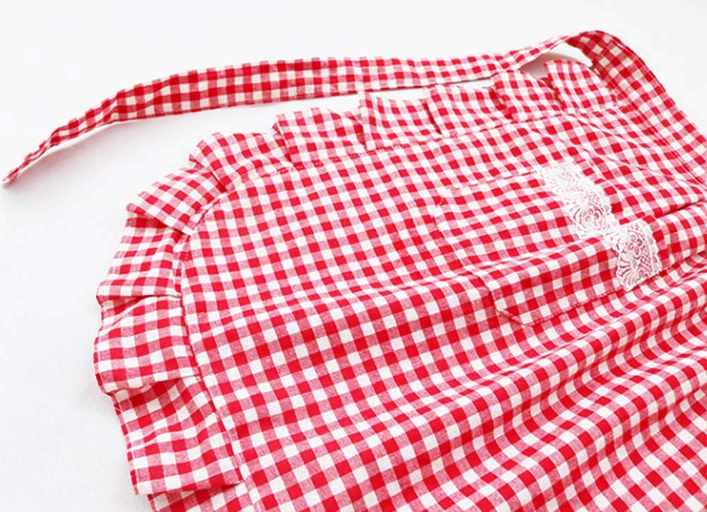 Crb Fashion Womens Waist Pocket Half Bistro Kitchen Cooking Apron (Red)