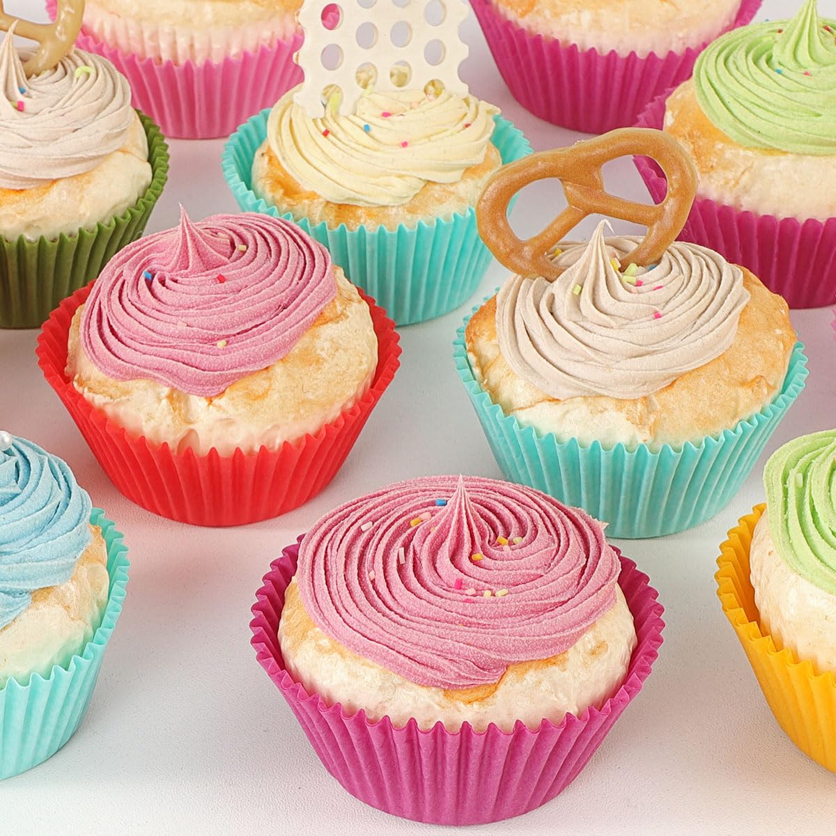 Caperci Rainbow Mini Cupcake Liners Colorful Muffin Baking Cups 350-Count, Odorless, Upgraded & Food Grade Grease-Proof Paper