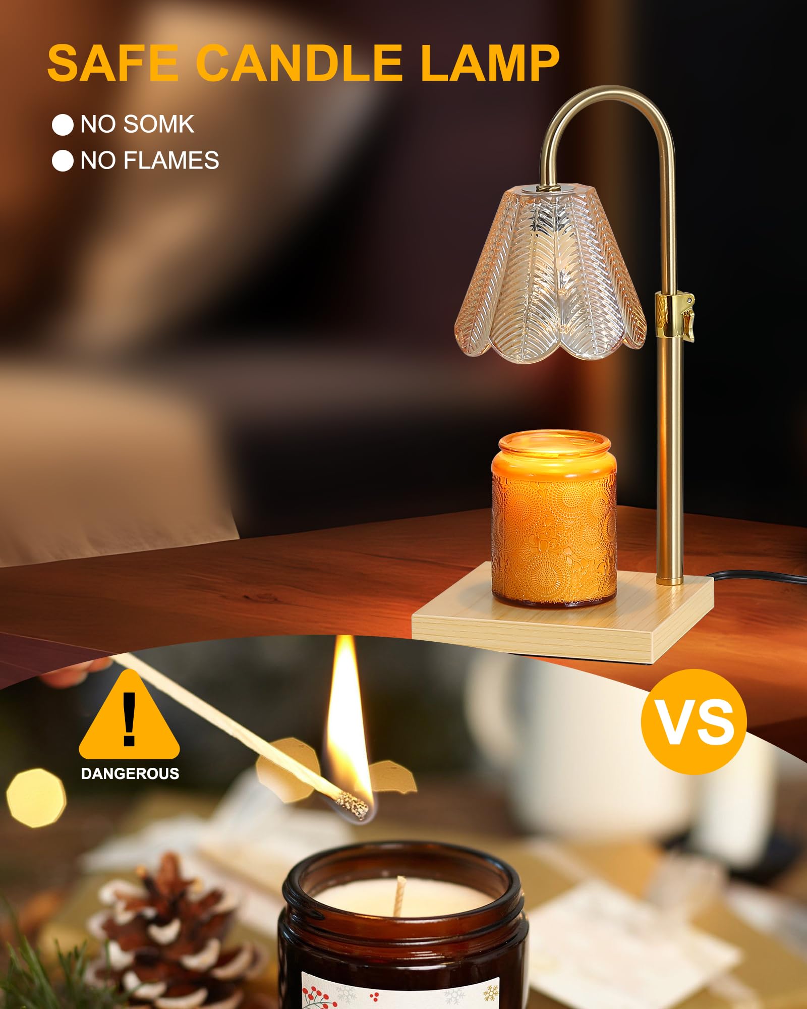 Candle Warmer Lamp with Timer & Dimmer, Birthday Gifts for Women Mom, House Warming Gifts,Flower Candle Lamp for New Home Decor,