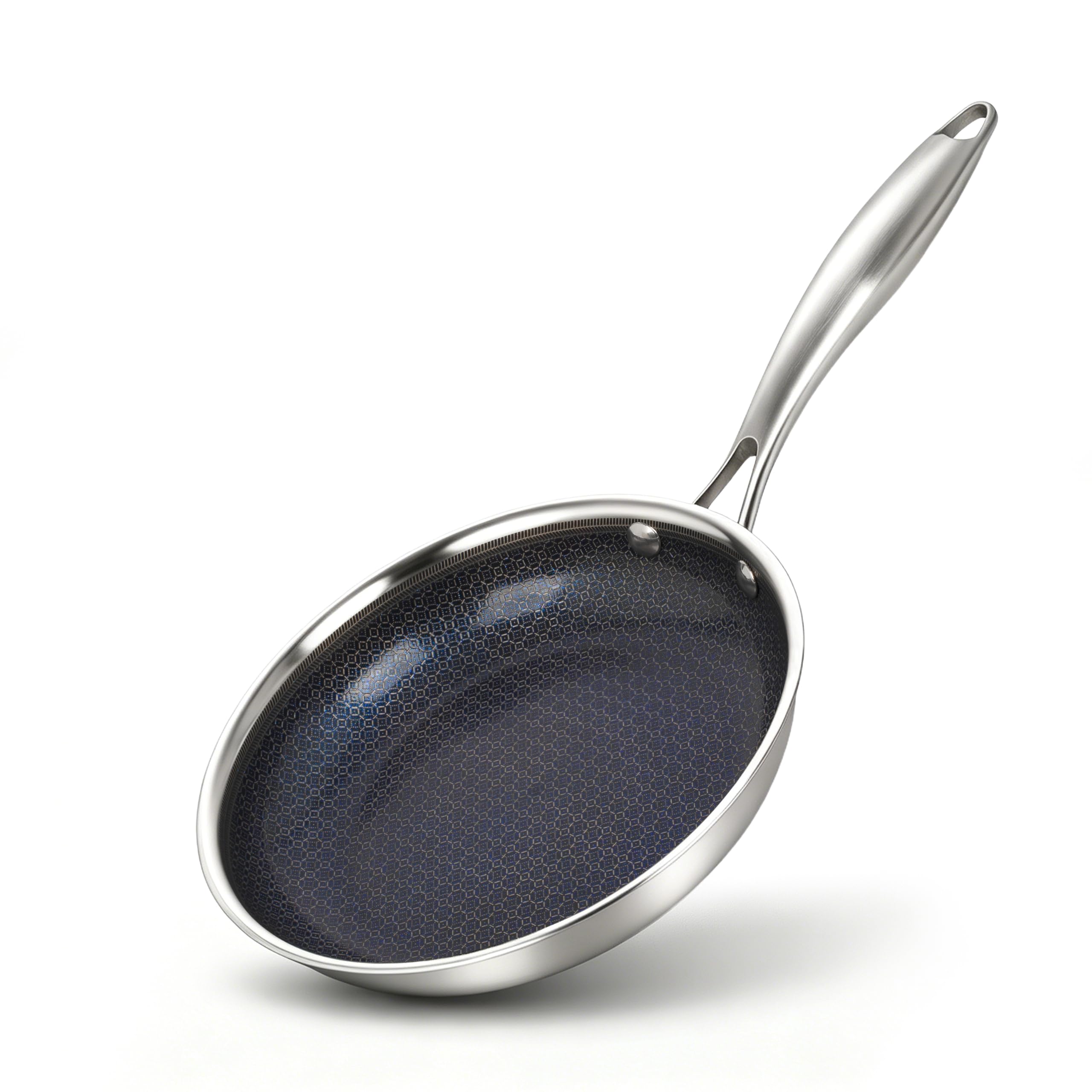 BRASA Nonstick Frying Pan 10.24inch,TriPly Stainless Steel Skillet,Honeycomb Ceramic Coating, Induction & All Cooktop Compatib
