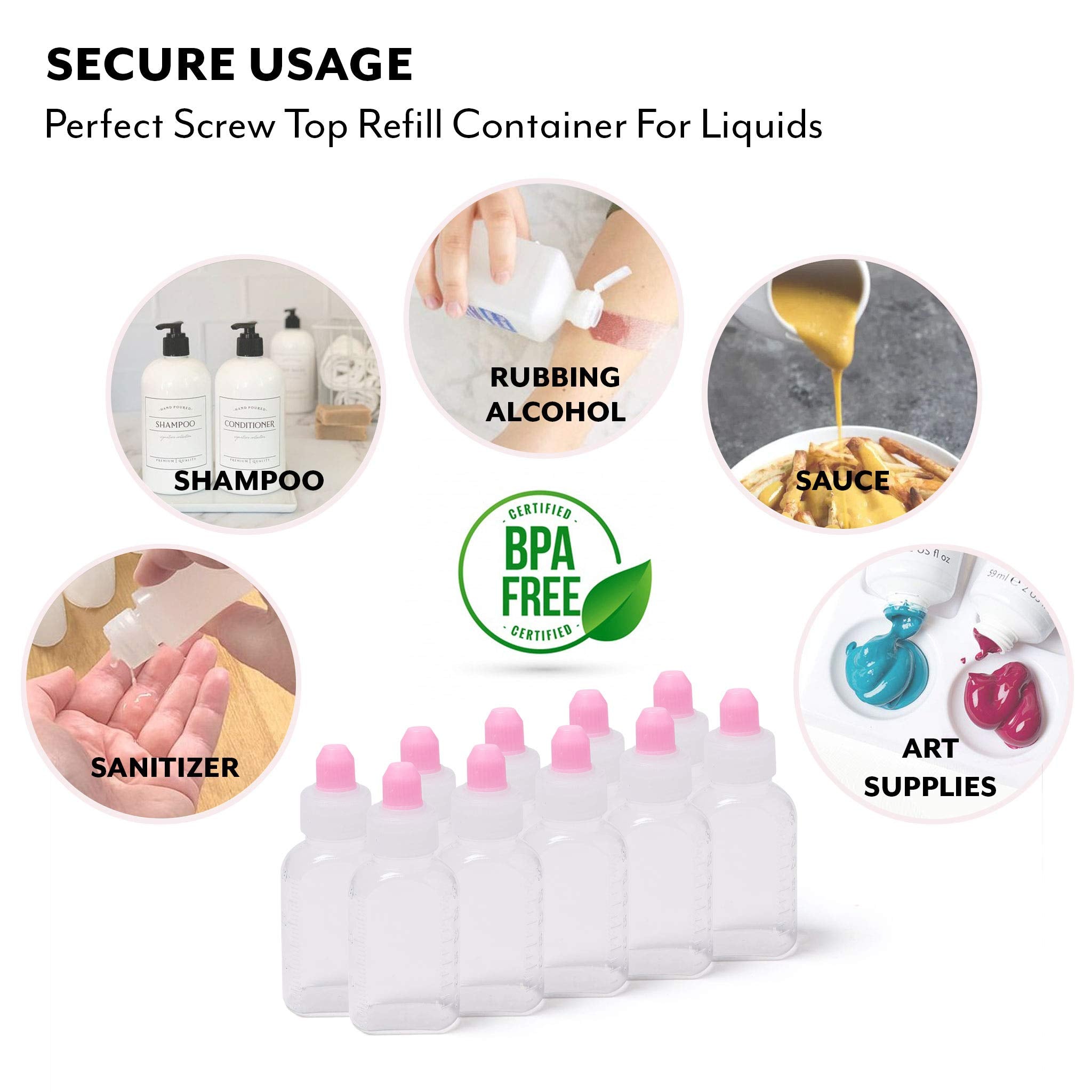 Reusable Liquid Container (100Cc) - Squeezable Travel Bottle Bpa-Free With Twist Cap - 10 Bottle Pack