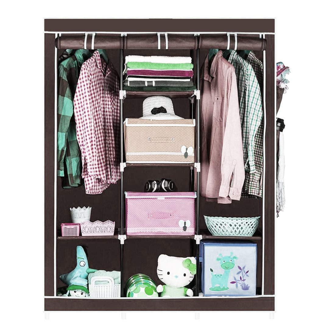 Muren Collapsible Wardrobe Or Clothes Cabinet Storage Organiser(Brown)