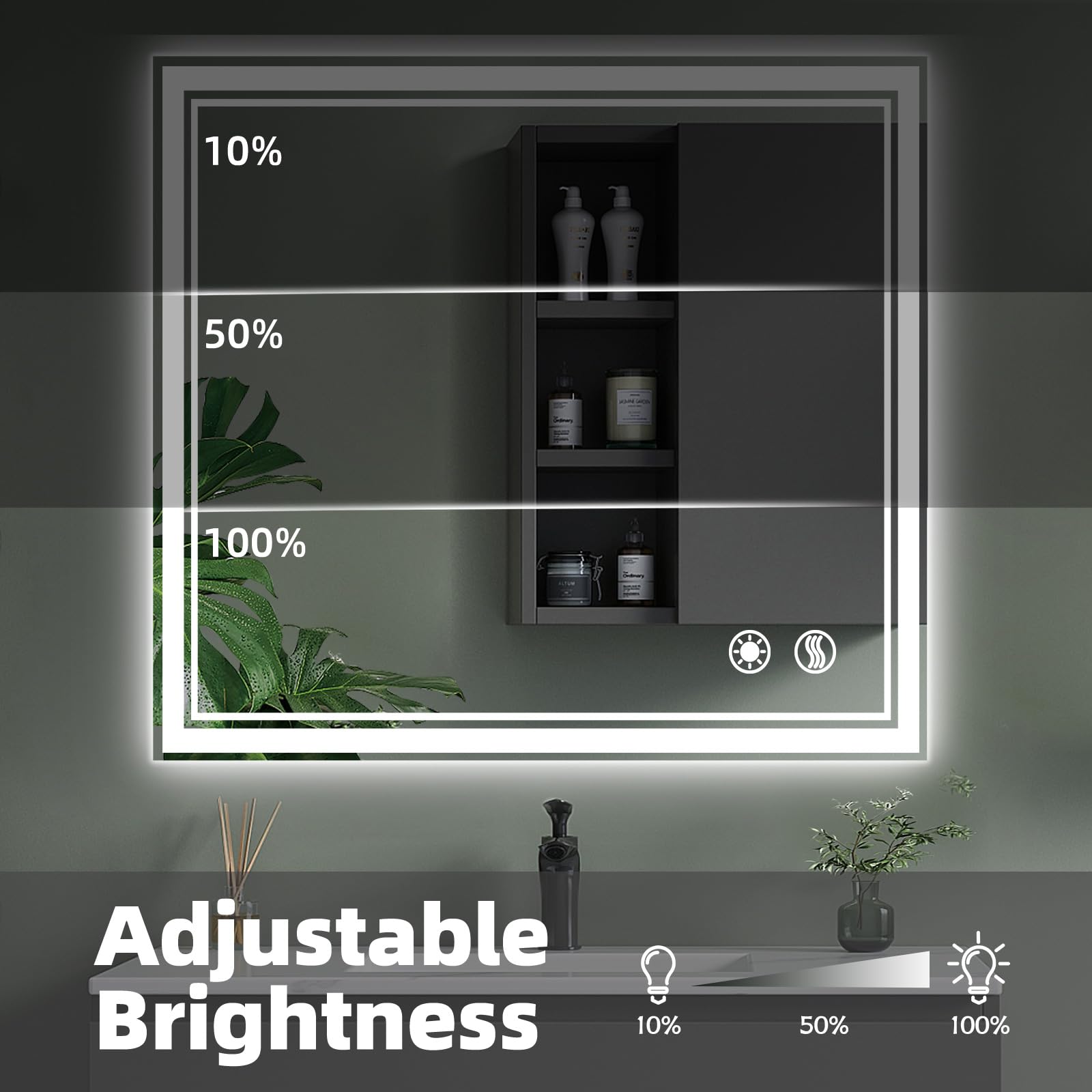 Wuenlux 32 X 32'' Led Mirror For Bathroom Anti-Fogging Bathroom Mirror With Lights Stepless Brightness Dimmable 3 Colors Front A