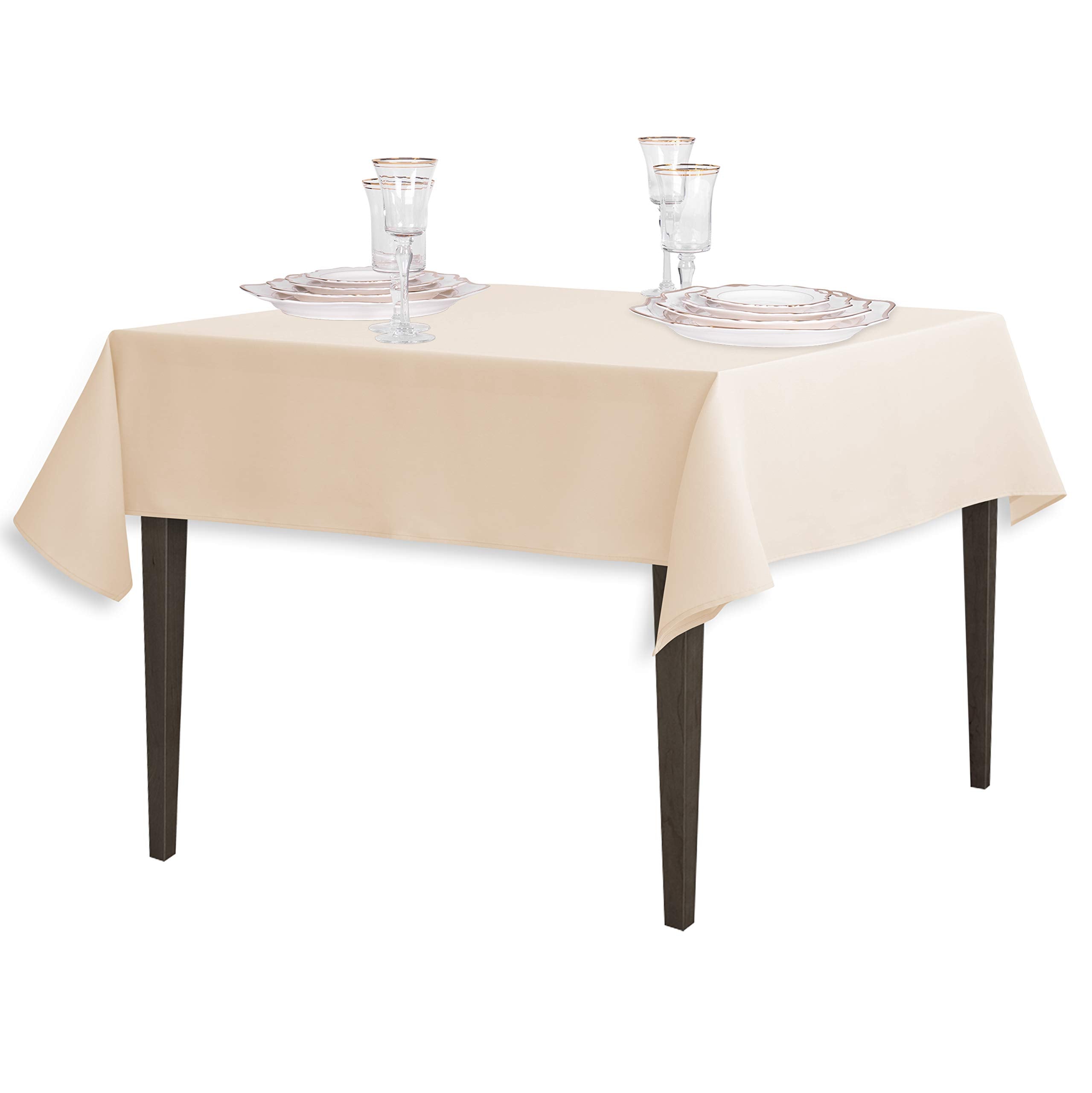 Linentablecloth 54-Inch Square Polyester Tablecloth Beige