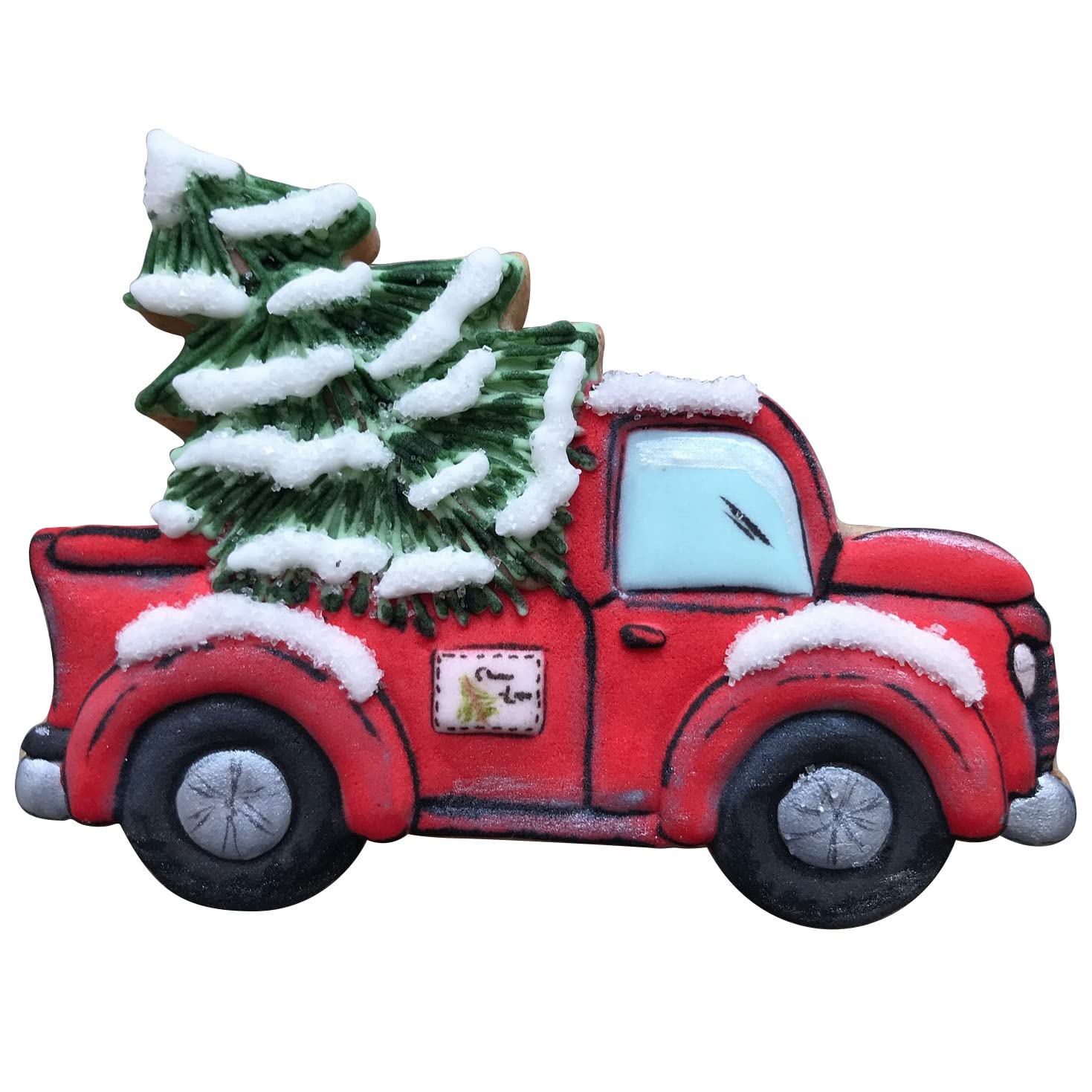 Liliao Pickup Truck With Christmas Tree Cookie Cutter - 4.9 X 3.6 Inches - Stainless Steel