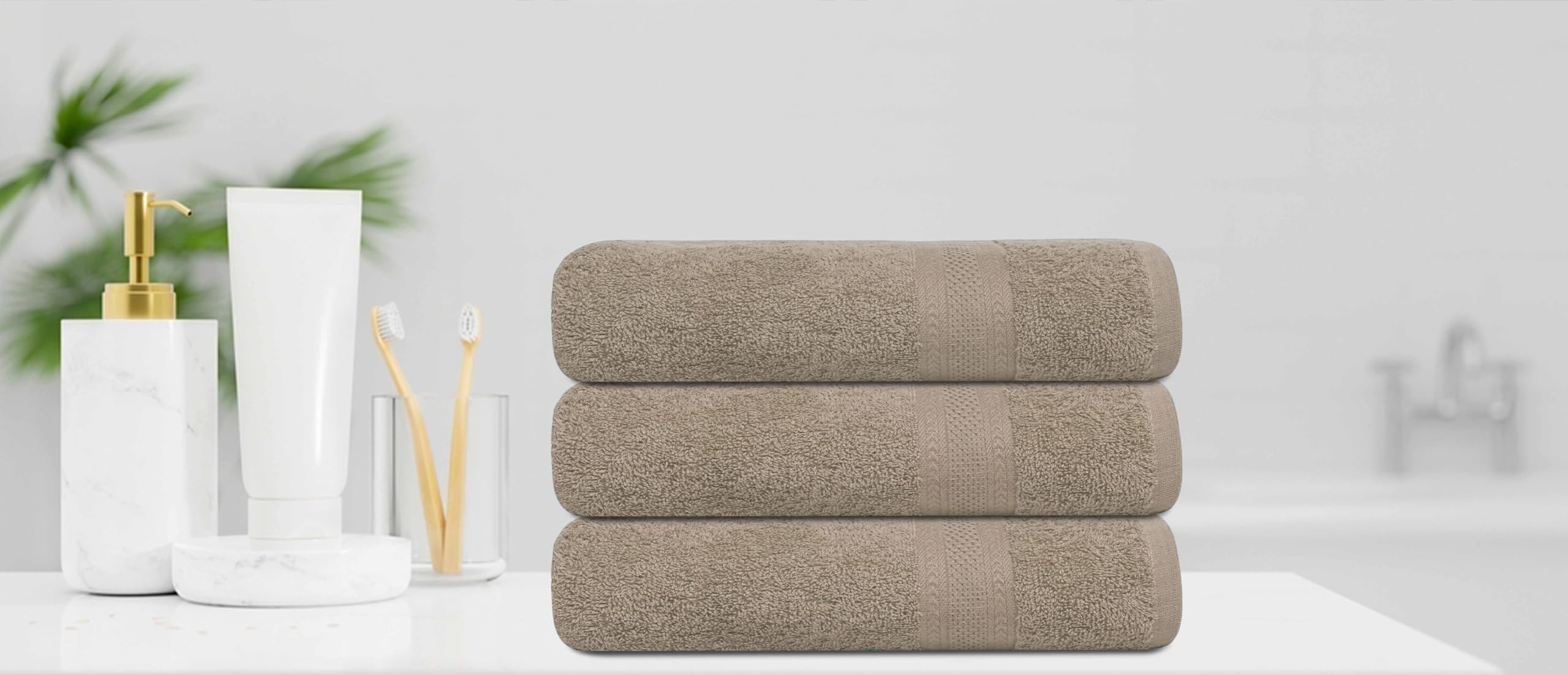 Texcraft Bath Towel Set, Cotton Terry Towels For Bathroom, Quick Dry, Lightweight, Highly Absorbent, Soft Feel, 24 X 48 Pack Of