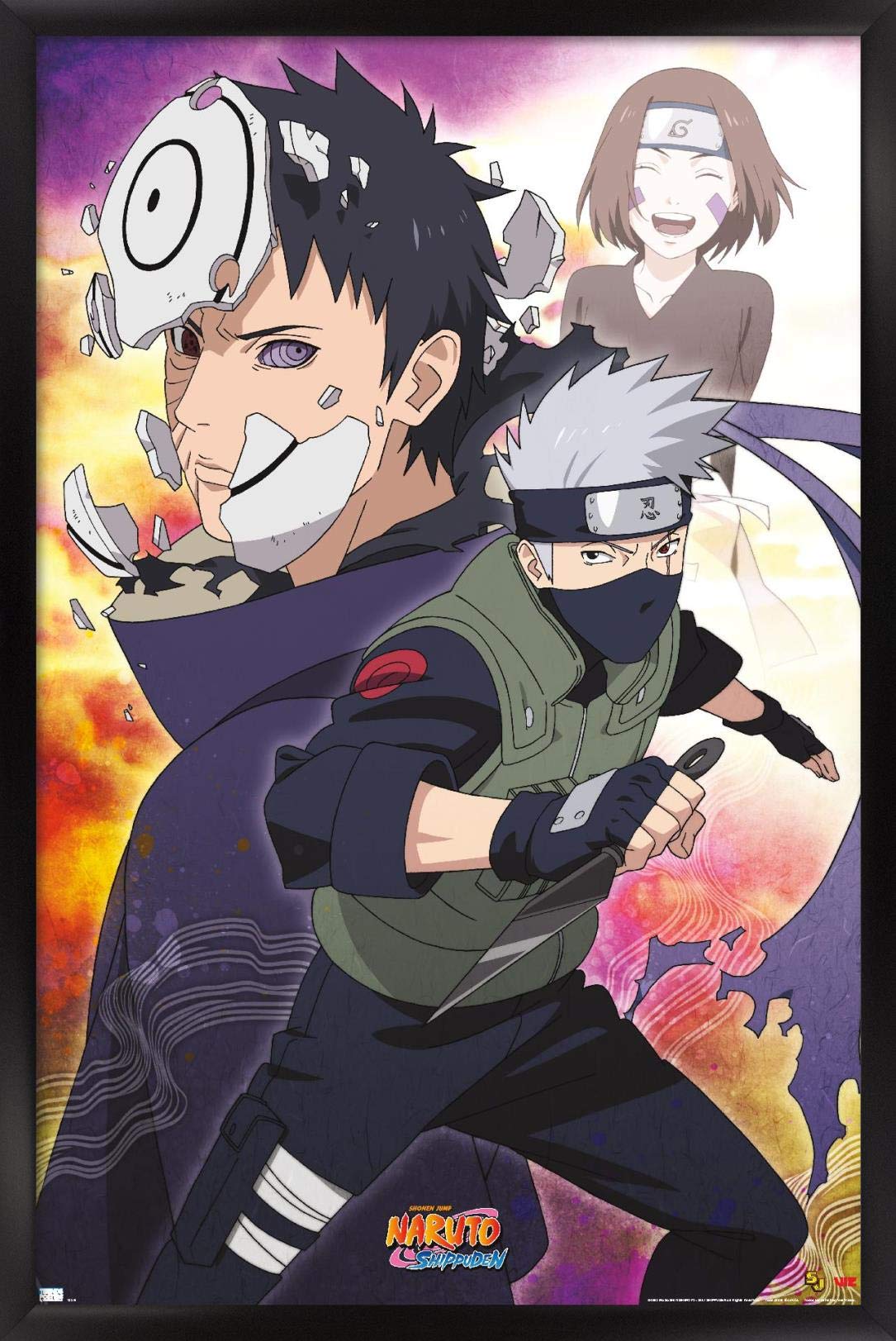 Trends International Naruto Shippuden - Kakashi Wall Poster, 14.725'' X 22.375'', Black Framed Version
