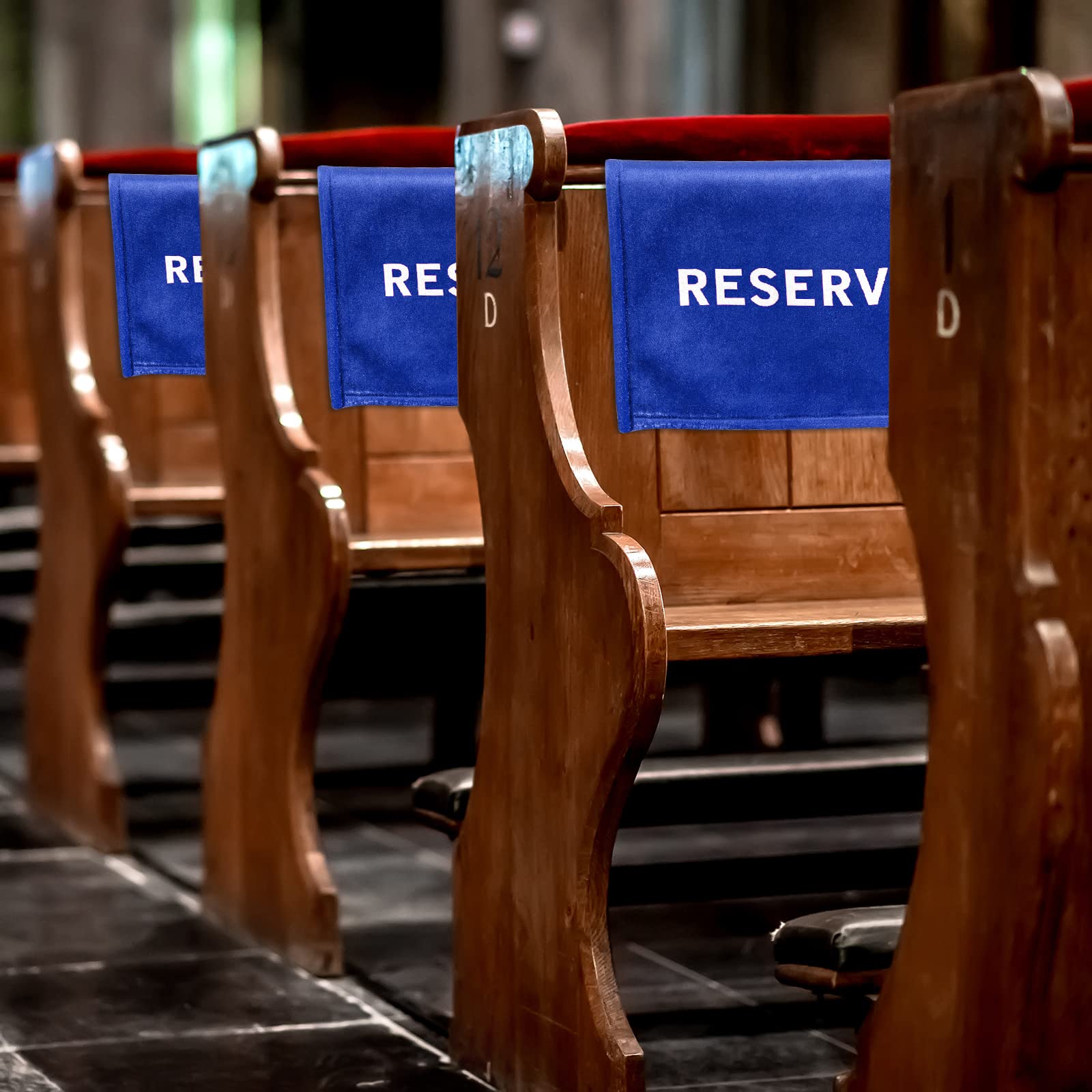 Tudomro Reserved Signs for Pews Chairs Reserved Pew Cloths Seating Signs Placeholder for Church Wedding Seats Decoration(Blue, W
