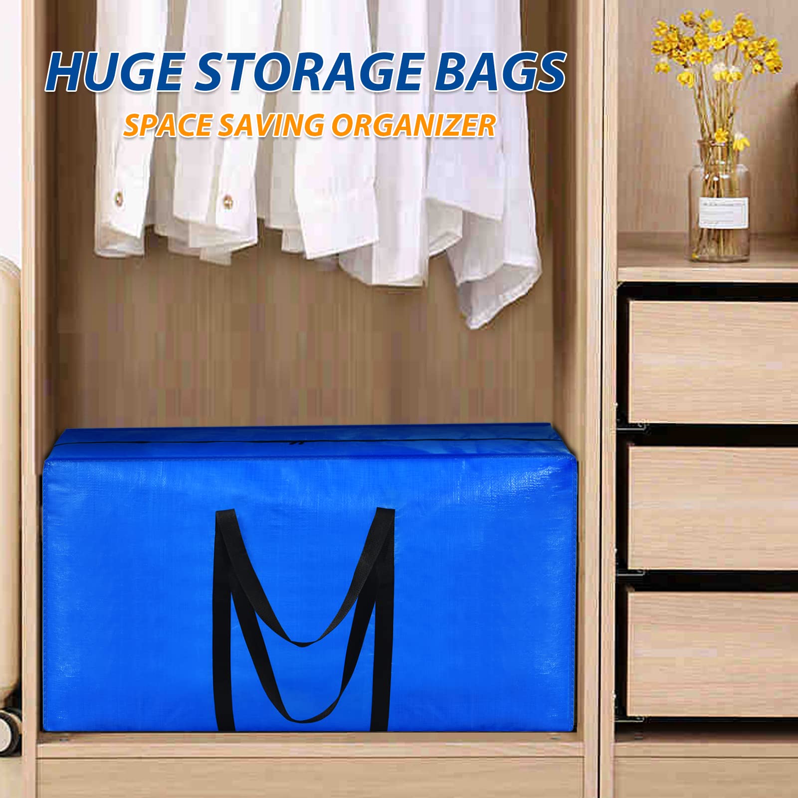 75 Gallon Extra Large Storage Bags, 7.5 Ft Christmas Tree Storage Bag, Xxl Large Moving Bags Heavy Duty, Storage Totes Moving Bo