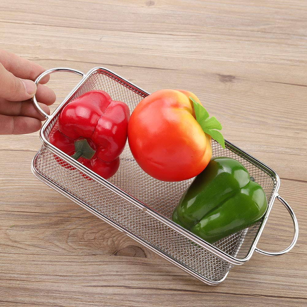 Stainless Steel Fry Basket Multi-Function Mesh Frying Basket With Handles Kitchen Colander Strainer(27 * 12 * 6)