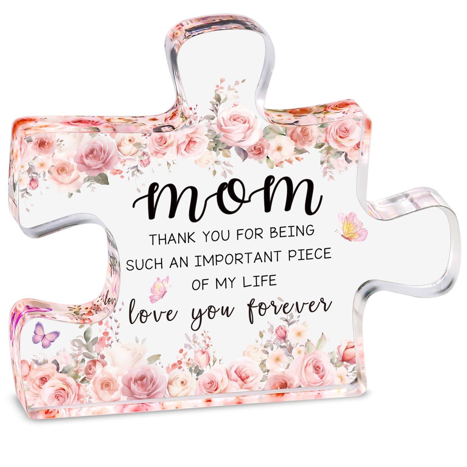 Mothers Day Gifts for Mom - Mom Acrylic Puzzle Piece Keepsake Unique Present for Mom Christmas, Birthday, Mothers Day