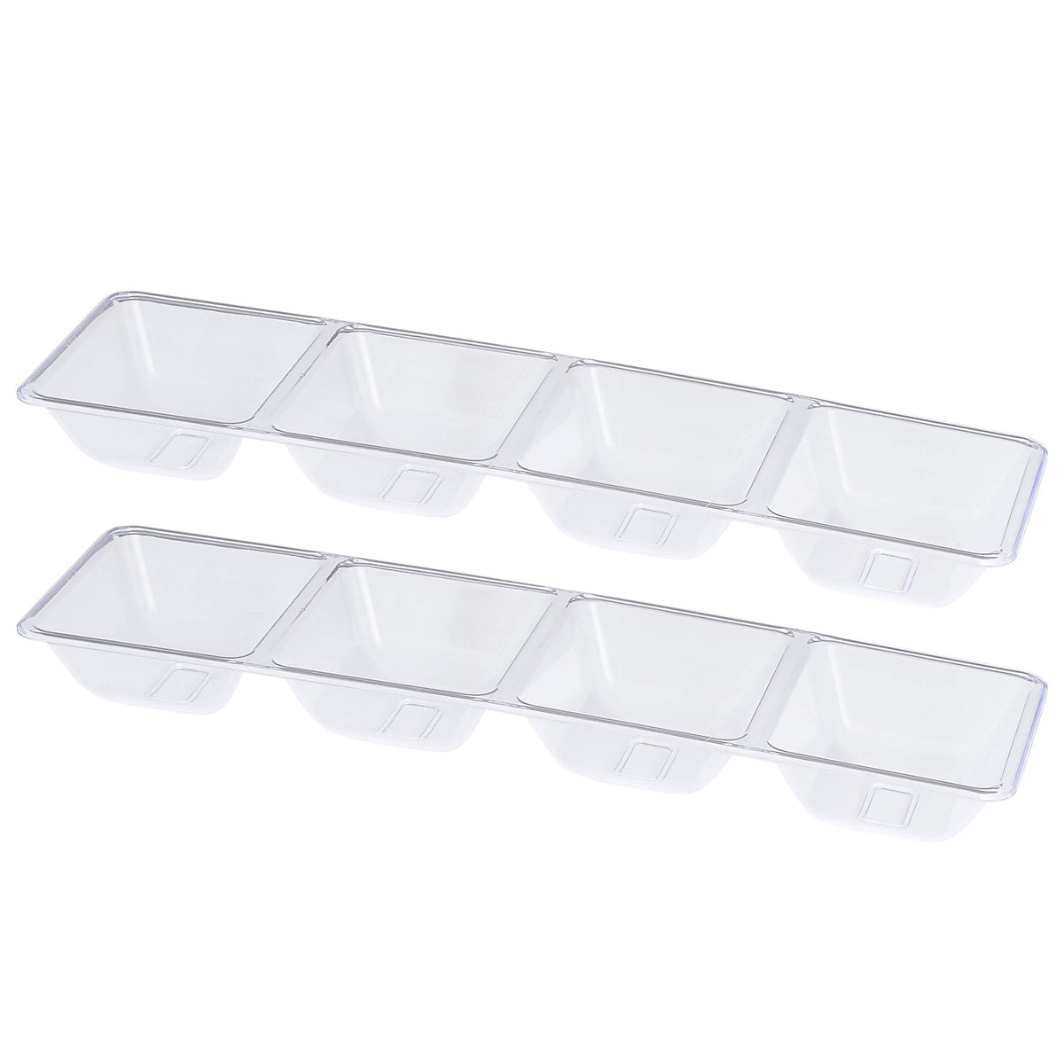 Plasticpro 4 Sectional Rectangle Plastic Disposable Serving Tray/Platter 5 X 16 Clear Pack Of 2