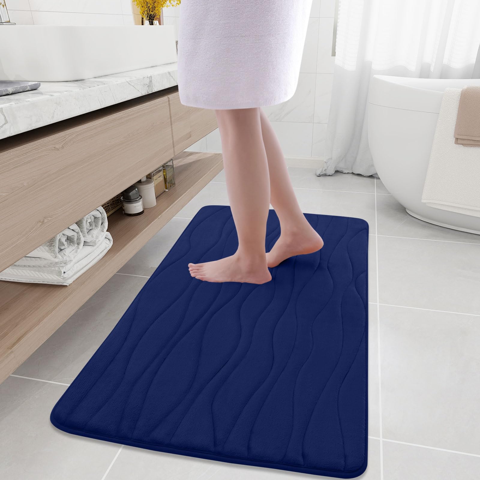 Buganda Memory Foam Bathroom Rug Mat 44X24, Extra Soft And Absorbent Bath Mats, Non-Slip And Machine Washable Bath Rugs For Bath
