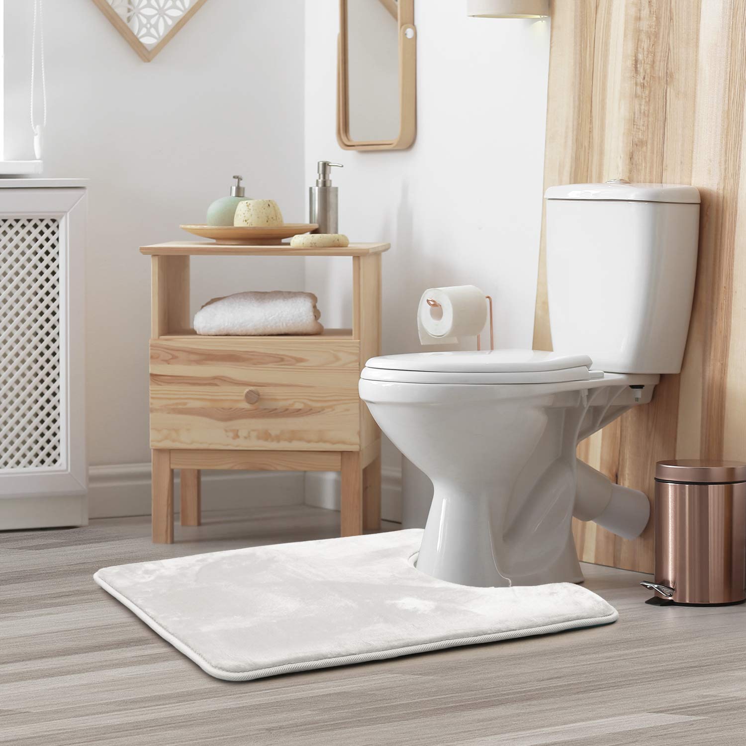 Clara Clark Bathroom Contour Rug  Ultra Soft Non Slip and Cozy  Velvet Memory Foam Toilet U-Shaped Bath Mat