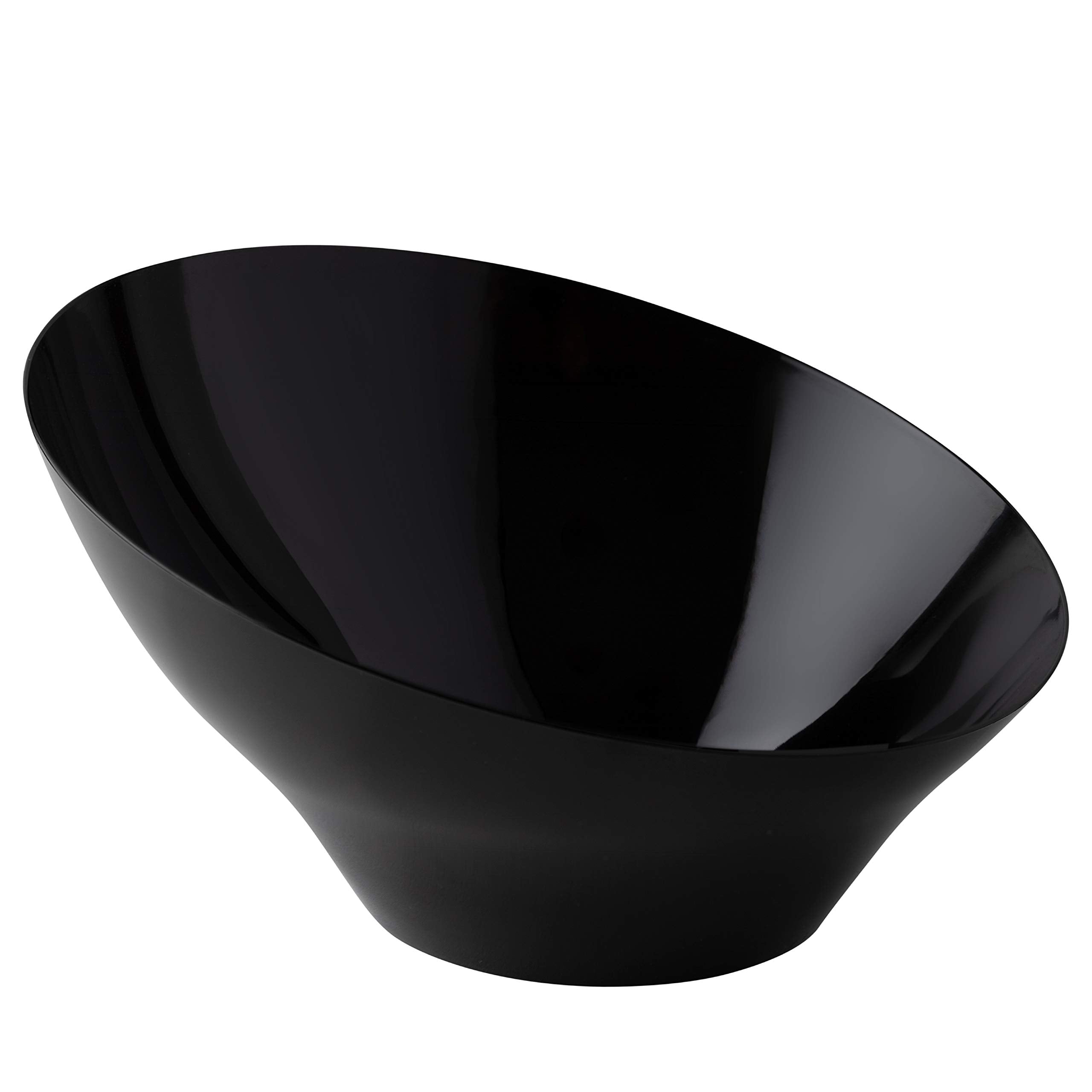 Plasticpro Disposable Angled Plastic Bowls Round Small Serving Bowls, Party Snack Or Salad Bowl, Heavy Duty, Elegant Black, Pack