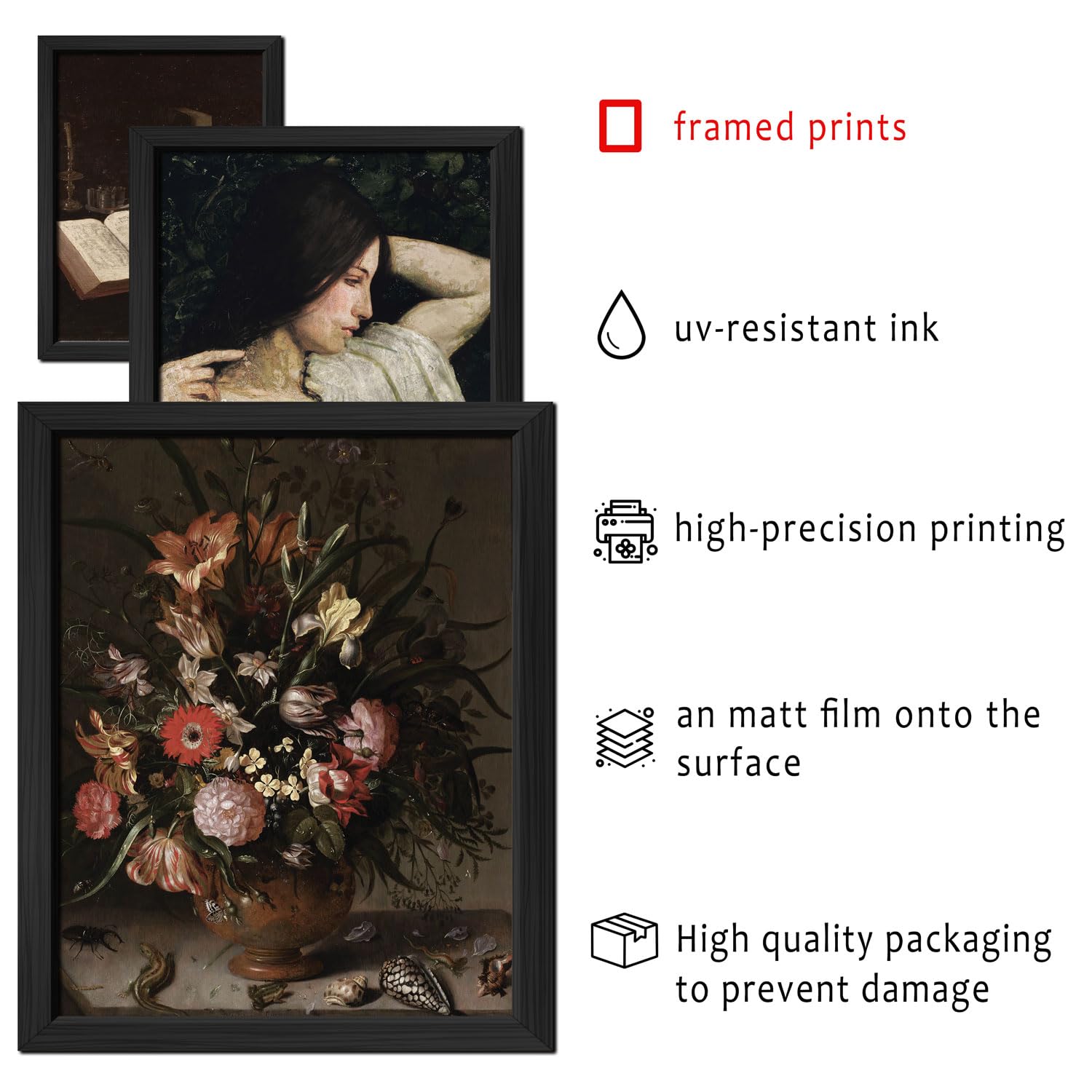 Anerza 16 Pcs Framed Dark Academia Room Decor, Gothic Home Decor, Moody Wall Art Prints For Bedroom, Gallery Wall Frame Set, Wit