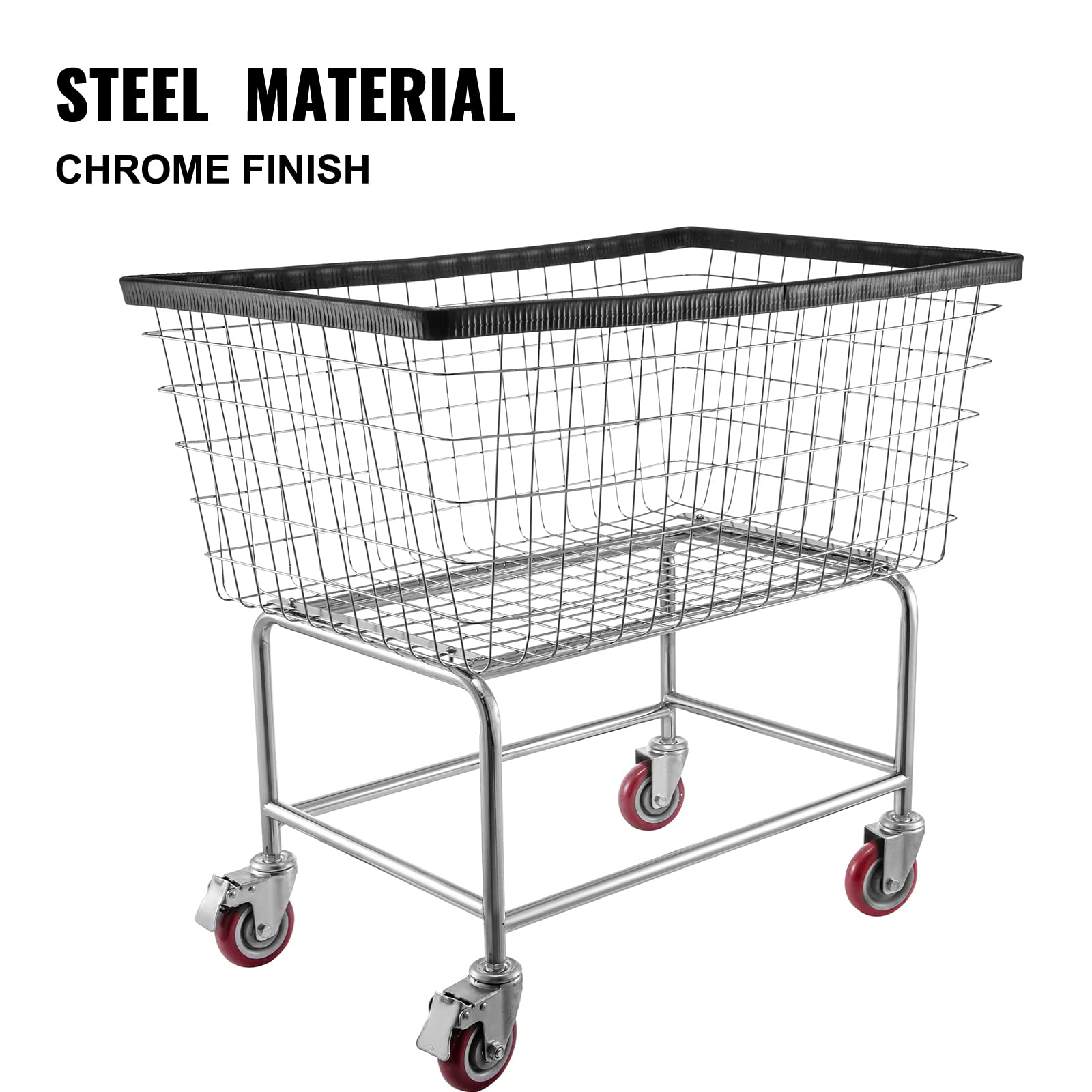Vevor Wire Laundry Cart, 4.5 Bushel Wire Laundry Basket With Wheels, 35''X15.7''X22'' Commercial Wire Laundry Basket Cart, Steel