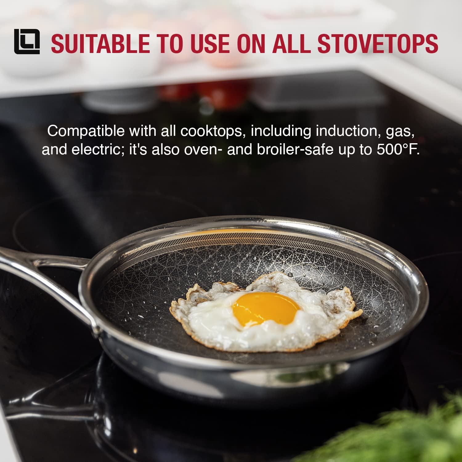 Livwell Diamondclad 10-Inch Hybrid Nonstick Frying Pan Skillet, Stainless Steel, Dishwasher And Oven Safe, Pfoa-Free - Silver/Bl