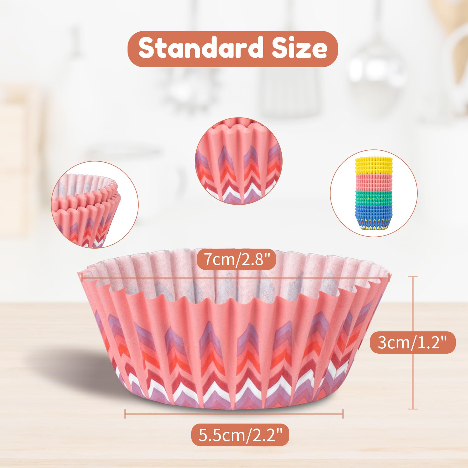 Parmedu 400Pcs Paper Cupcake Liners - Standard Size 2 Inches Muffin Liners - 4 Colors Sunflower Patterns Baking Cups Cupcake Wra