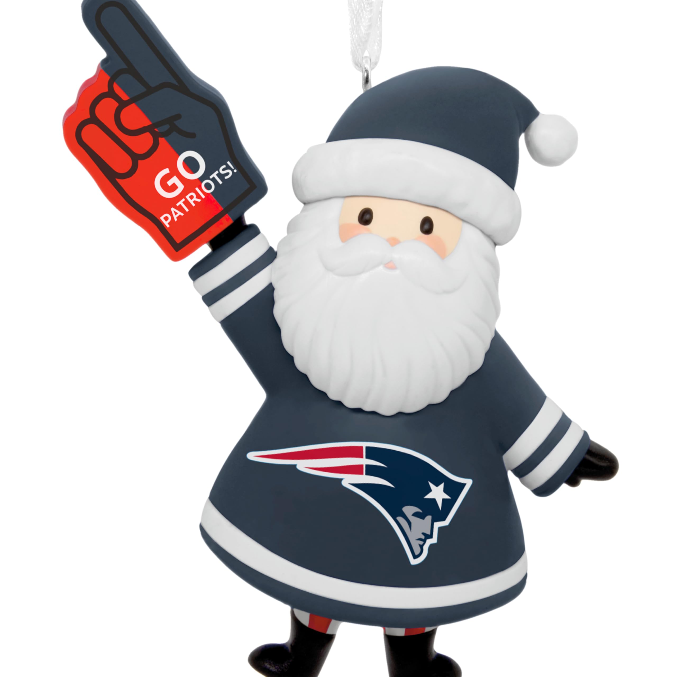 Hallmark NFL New England Patriots Santa Ornament - Plastic, 1OSL2592, Holiday Gift for Sports Fans, Santa New England Patriots Design