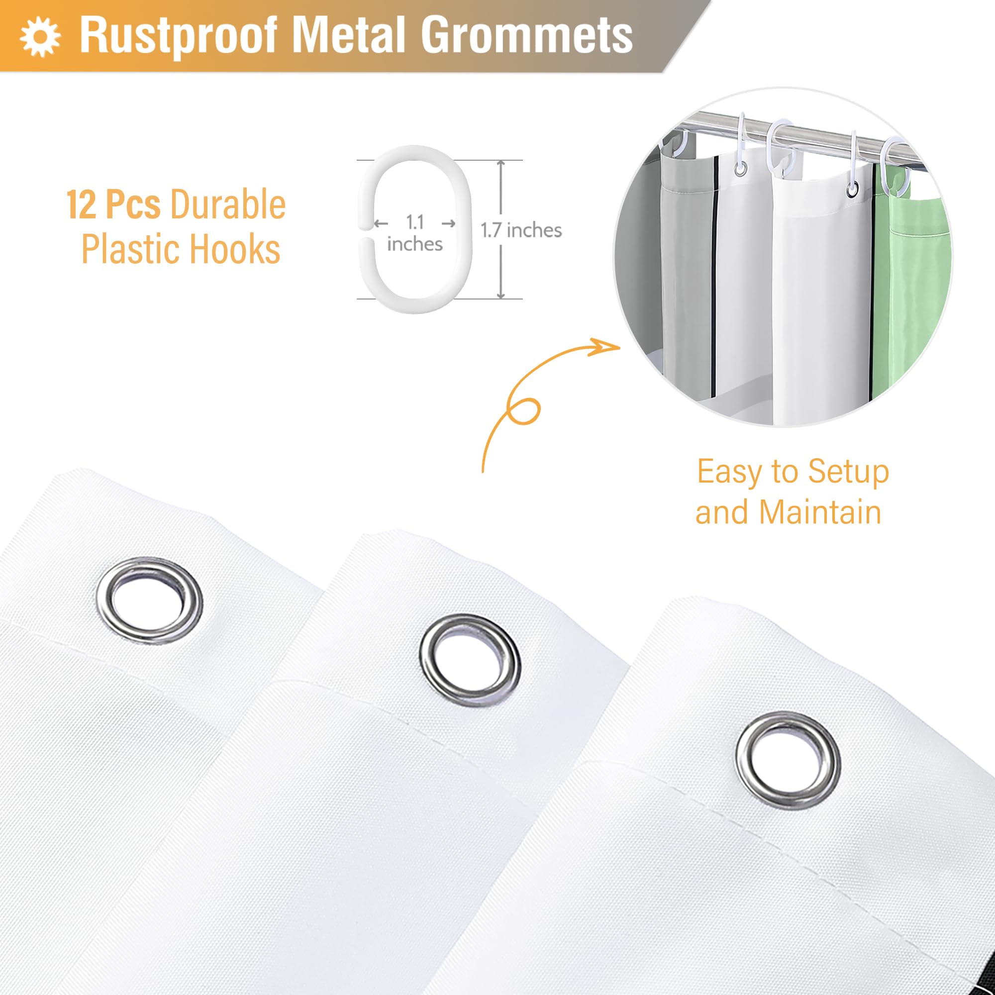 Bttn Mint Green Fabric Shower Curtain, Modern Geometric Neutral Cloth Shower Curtain Set With Hook, Weighted Hem, White Black Gr