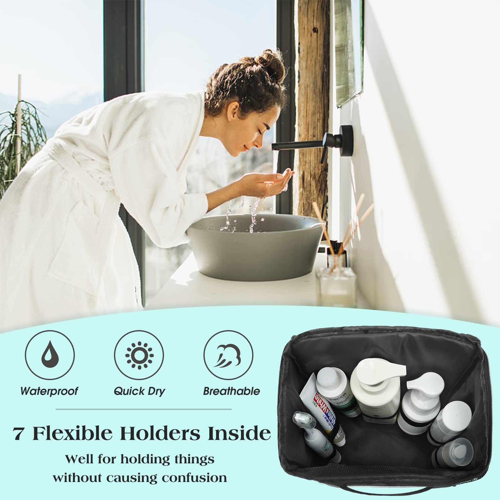 Attmu Portable Shower Caddy College Tote Bag, Quick Dry Hanging Toiletry Bag, Large Capacity Mesh Shower Caddy Portable For Coll