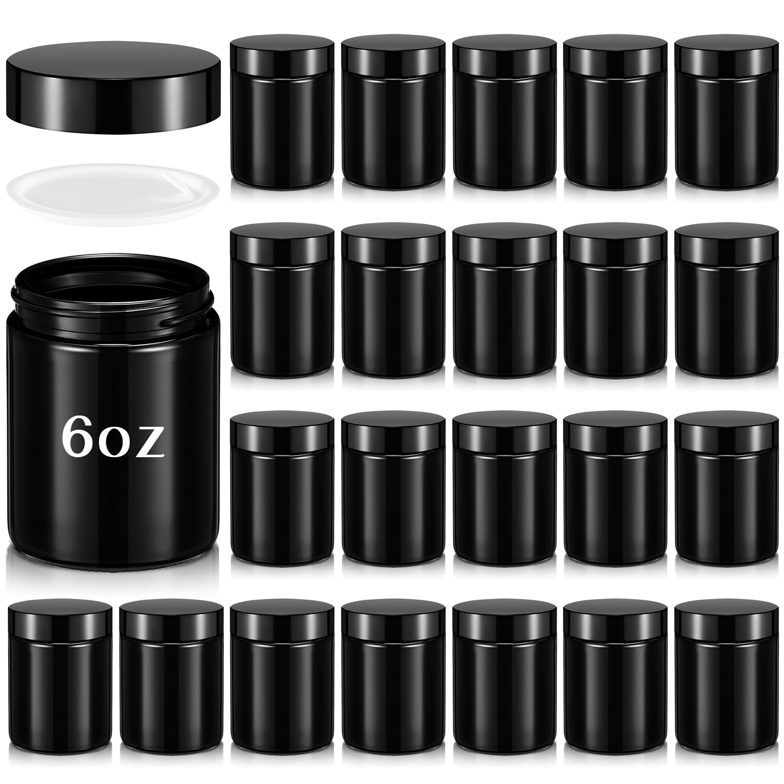 Domensi 6Oz Glass Jars With Lids Leakproof Round Airtight Empty Cosmetic Jars With Inner Liners Lid For Storing Lotions Spices O