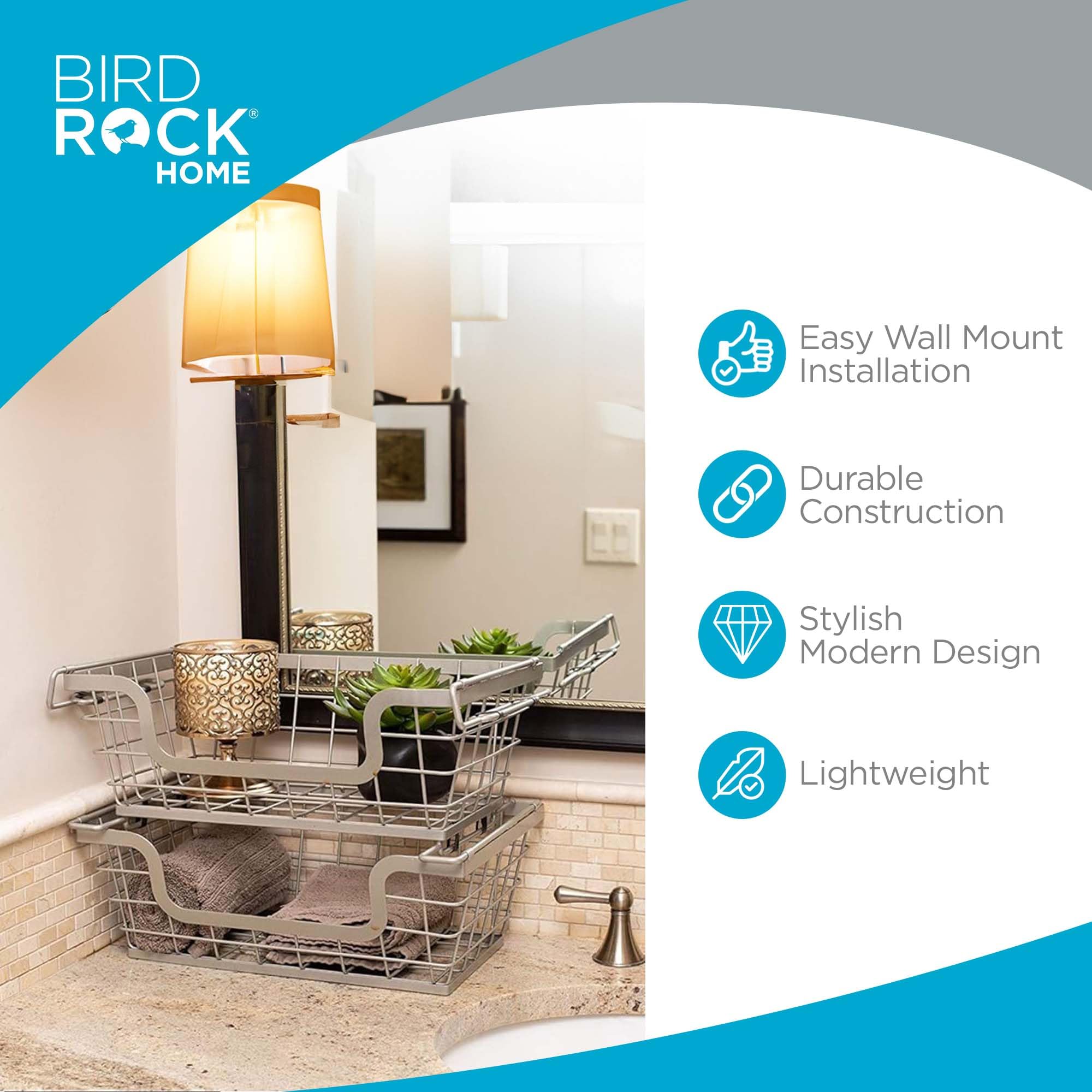 Birdrock Home Wire Baskets - Set Of 2 Stackable Hanging Bins - Wall Mount Shelf - Potato Onion Storage - Kitchen Pantry Organize