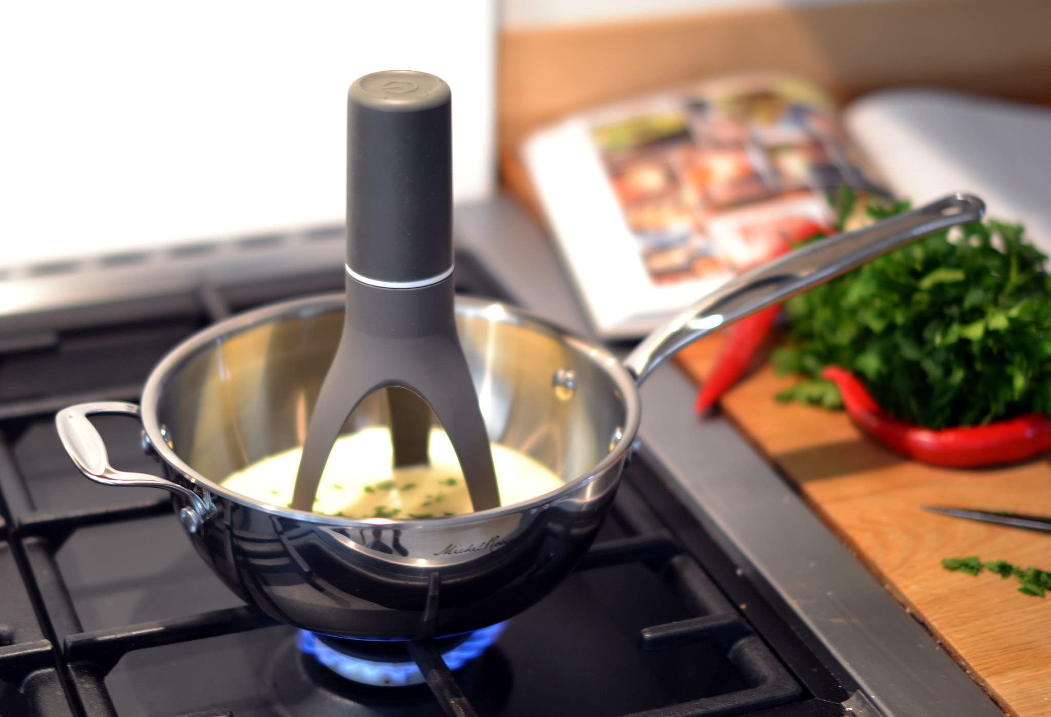 Utensil Stirr - The Unique Automatic Pan Stirrer - Dishwasher Safe, 3 Stirring Speeds With Led Indicator