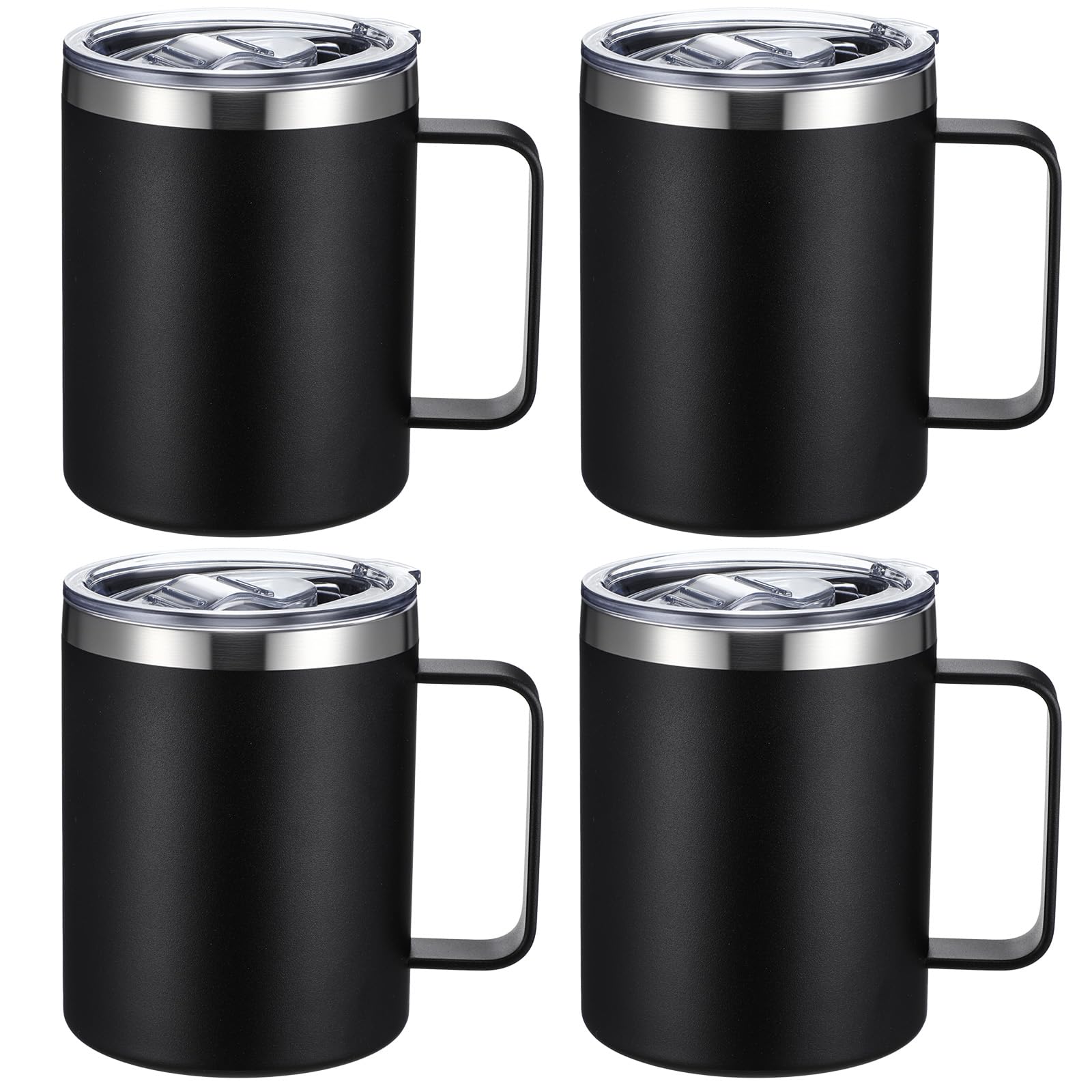 wutfuooo 12 oz Insulated Coffee Mug Bulk with Handle, Stainless Steel Travel Coffee Mug with Lid, Double Wall Vacuum Metal Coffe