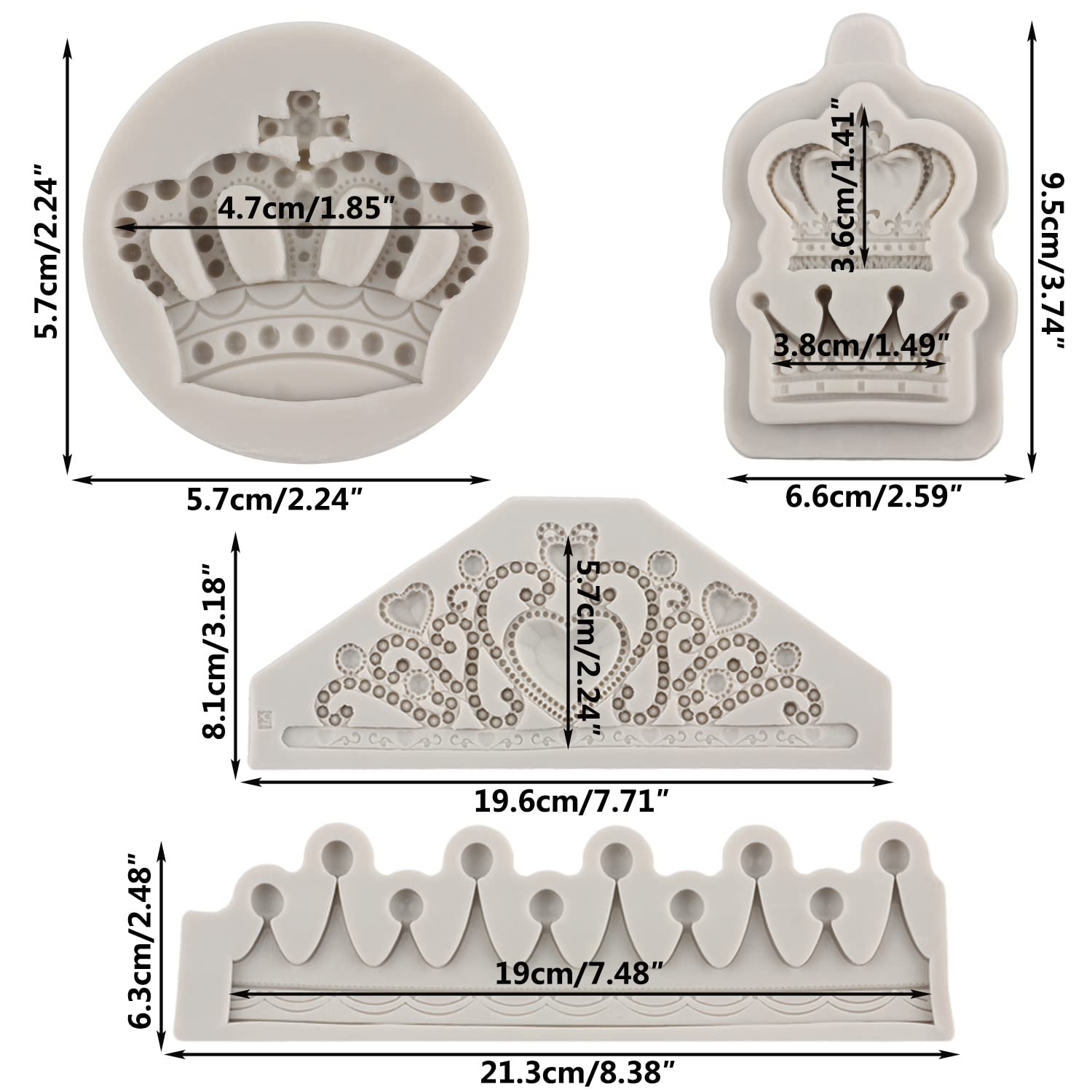 Sijiangmold Crown Fondant Molds 3D Crown Cake Decorating Silicone Mold For Baby Shower Cupcake Topper Cake Decoration Chocolate