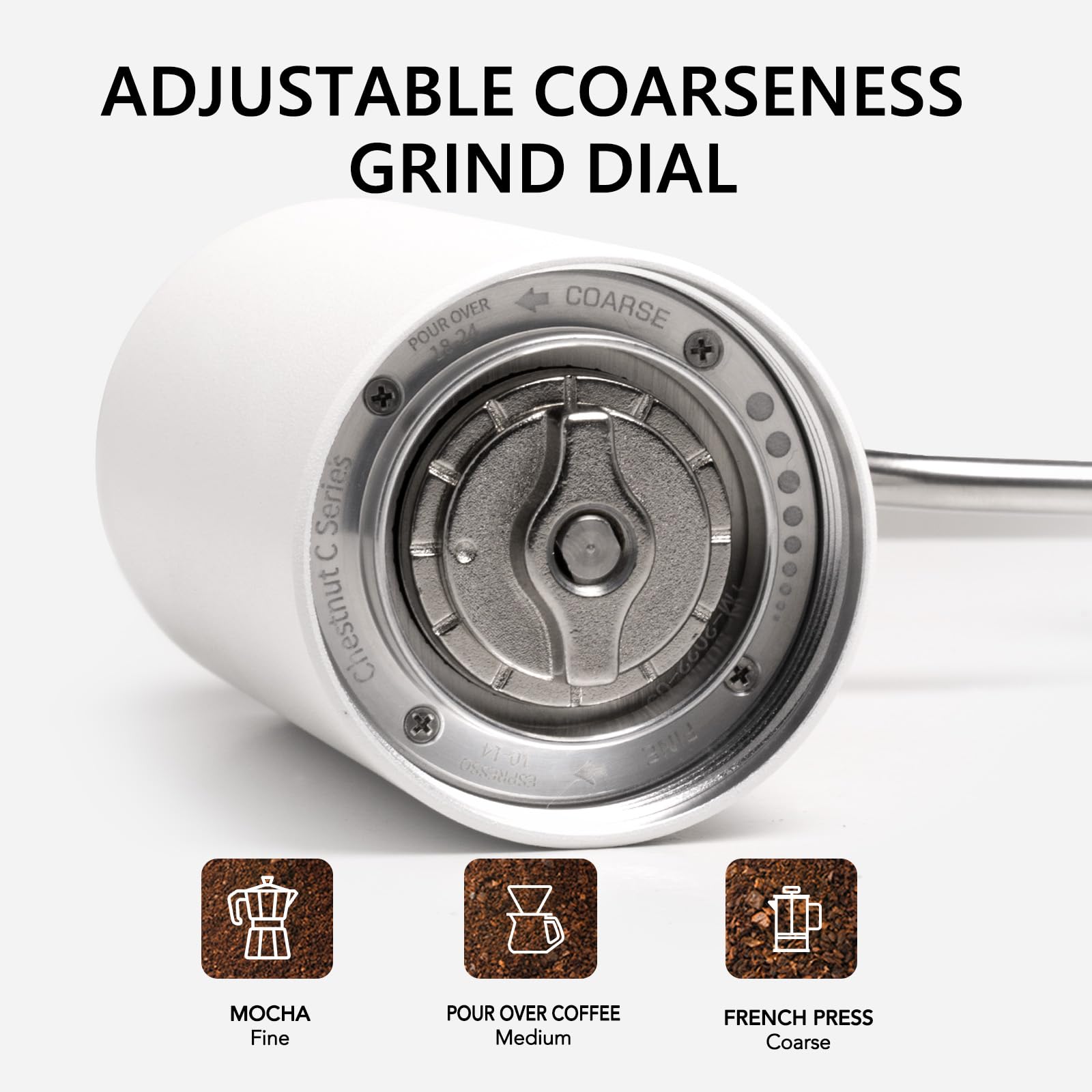 Timemore Manual Coffee Grinder With Stainless Steel Conical Burr Coffee Grinder Chestnut C2 Internal Adjustable Setting Capacity