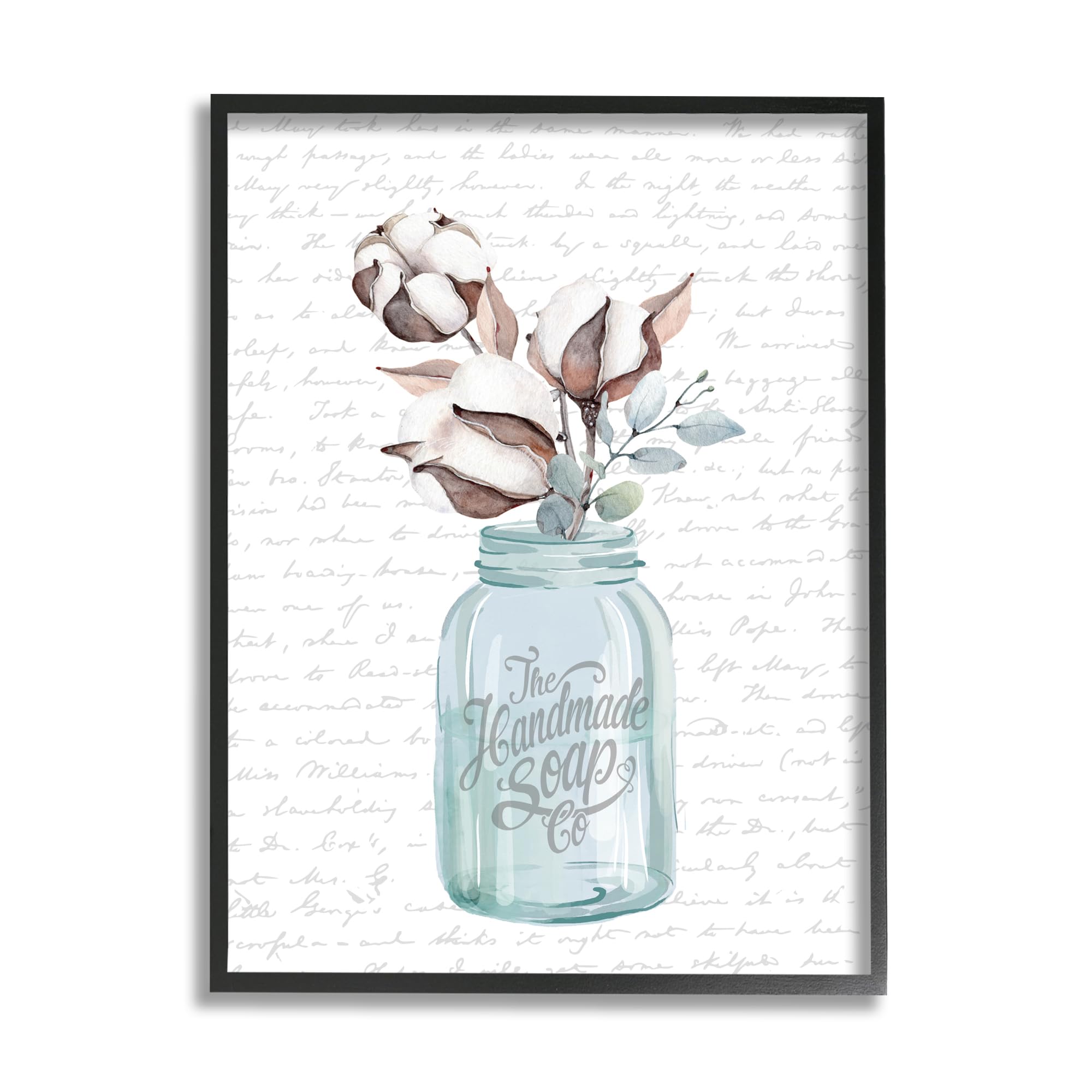 Stupell Industries Handmade Soap Jar Cotton Flower Bathroom Word Design Framed Giclee Art Design By Artist Lettered And Lined