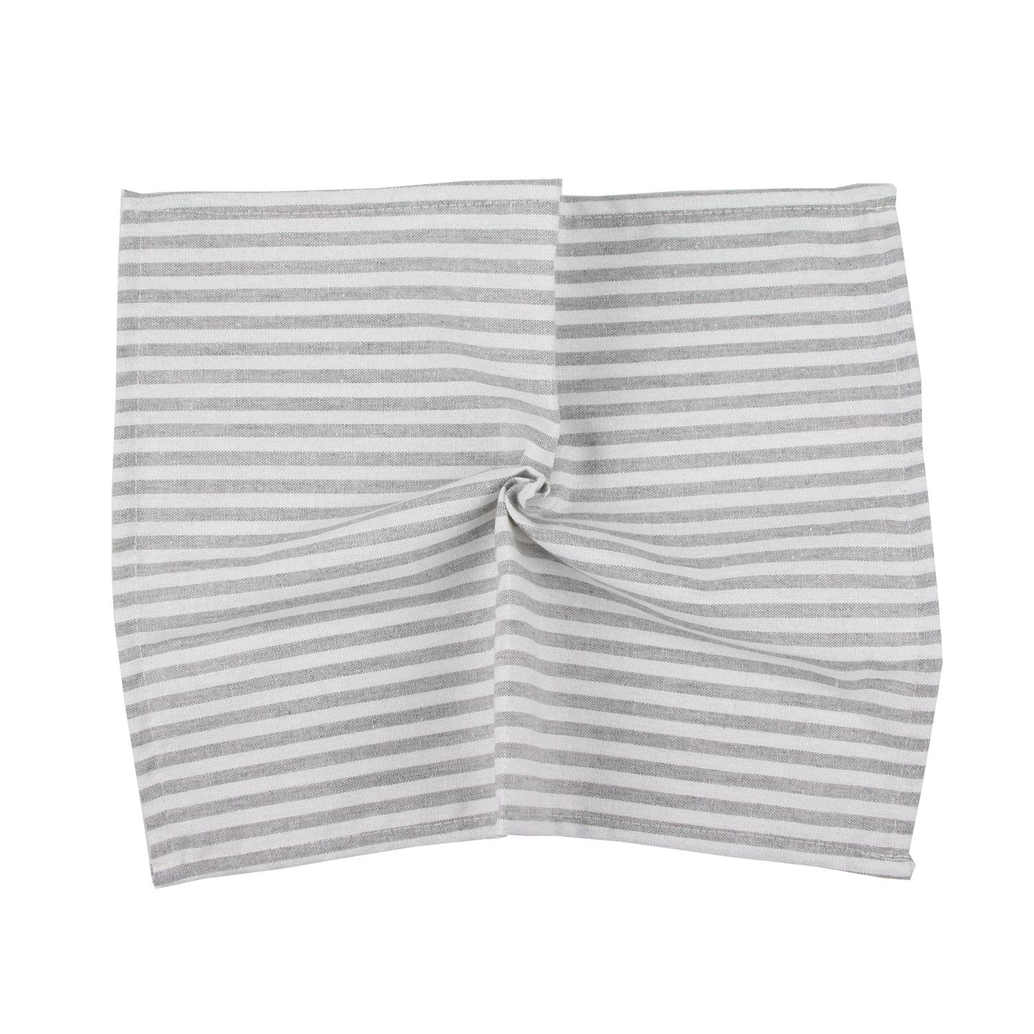 Infei Plain Striped Cotton Linen Blended Dinner Cloth Napkins - Set Of 12 (40 X 30 Cm) - For Events & Home Use (Grey)