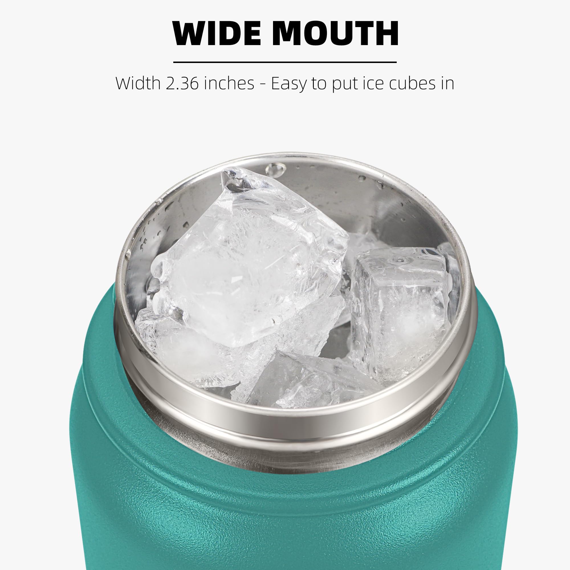 Fanhaw 32 Oz Insulated Stainless Steel Water Bottle With 1 Lid (Chug Lid) - Leak & Sweat Proof With Anti-Dust Lid (Green Blue)