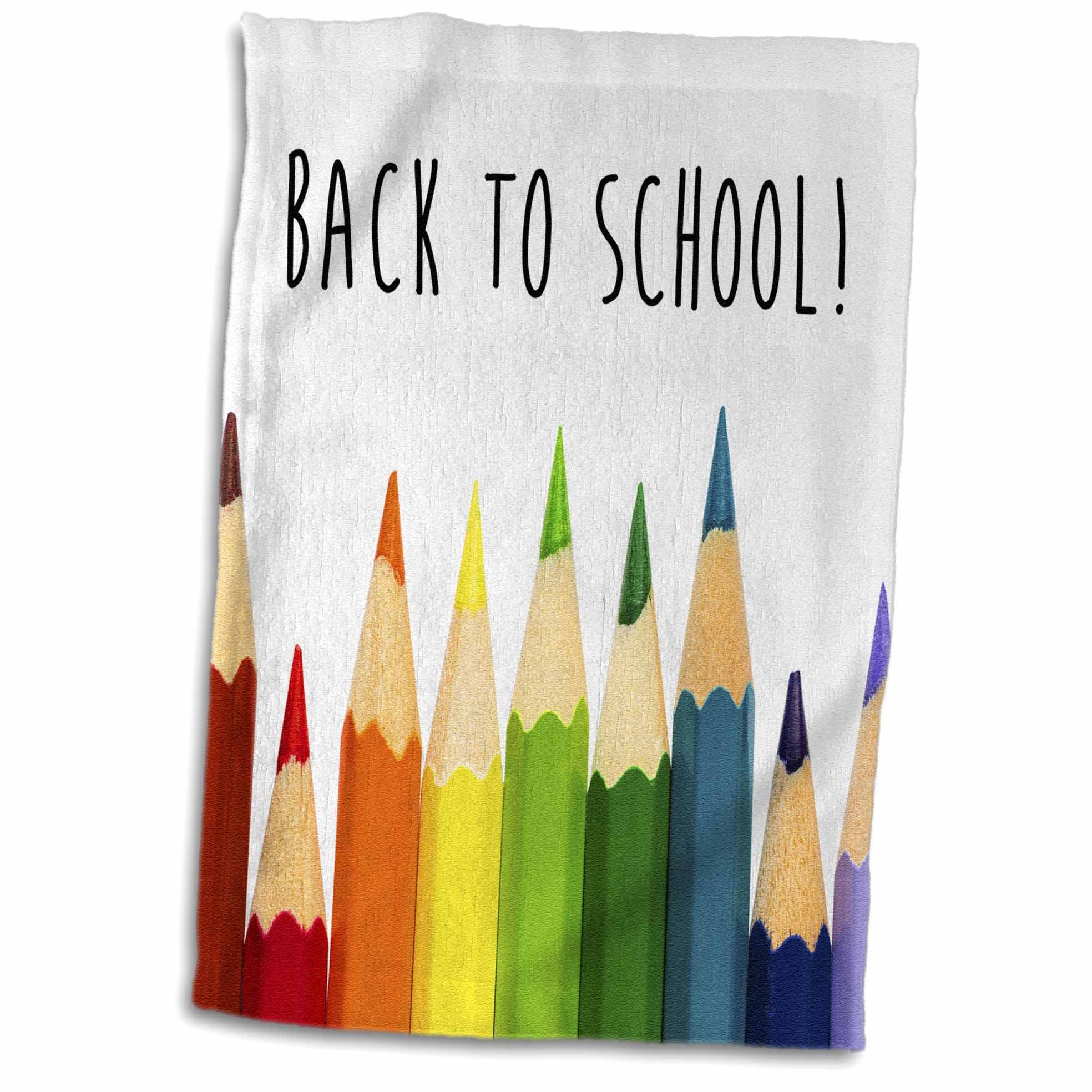 3D Rose Back To School Color Pencils Hand Towel, 15'' X 22'', Multicolor