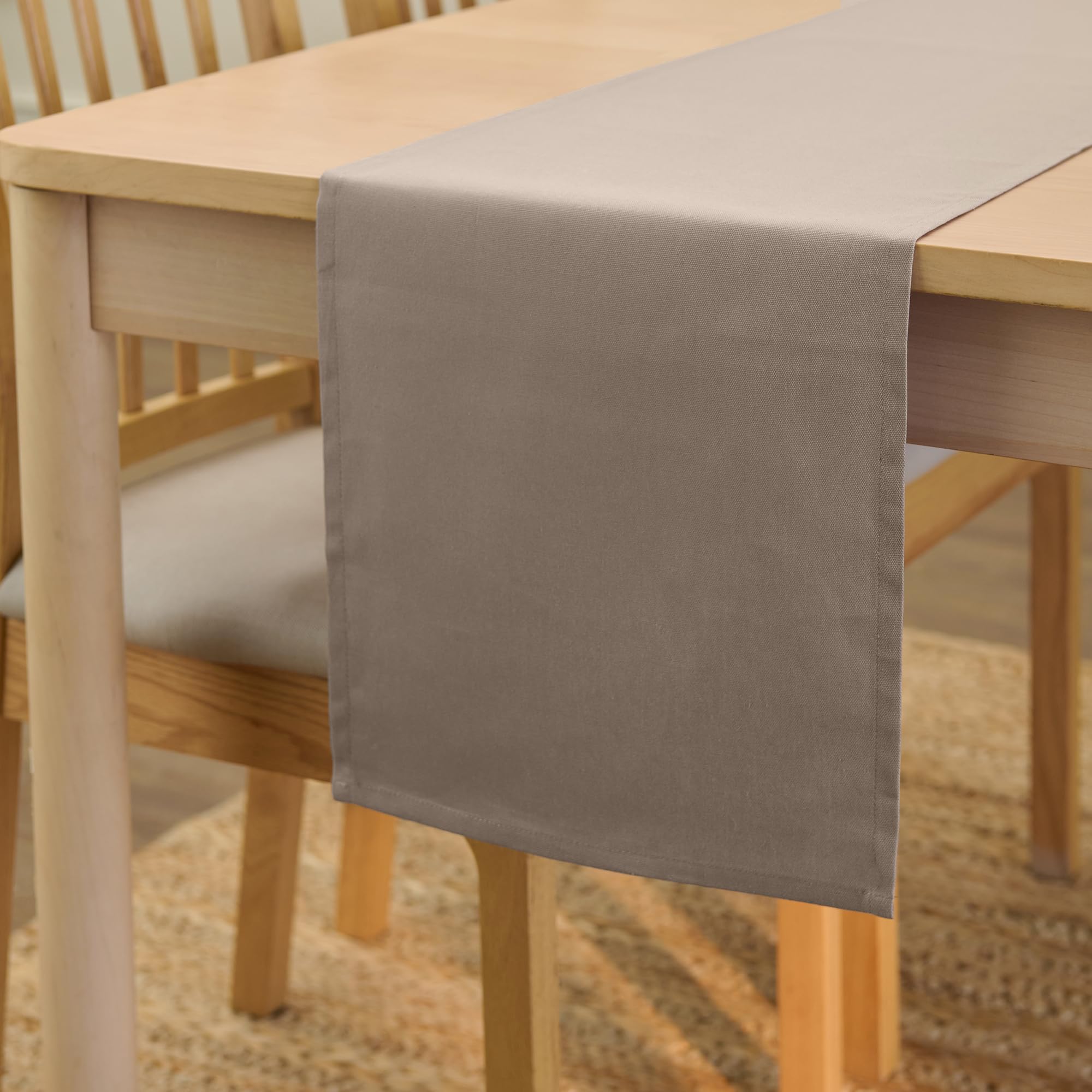 Encasa Homes Table Runner for 6 Seater Dining - Beige - Large 13''x72''  100% Cotton Plain Dyed Solid Colours Decorative Cloth for Party  Banquet  Restaurant & Outdoors - Machine Washable