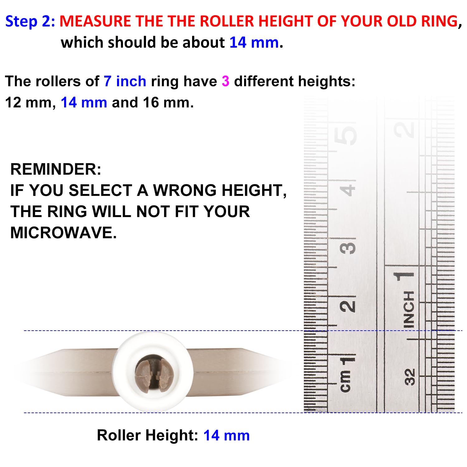 Jolaxy 7'' Microwave Turntable Ring with 14 mm Rollers  Microwave Oven Tray Support  Glass Plate Rotating Roller Ring  Ring Outer Diameter 7 inches (17.8 cm)  Roller Height 14 mm