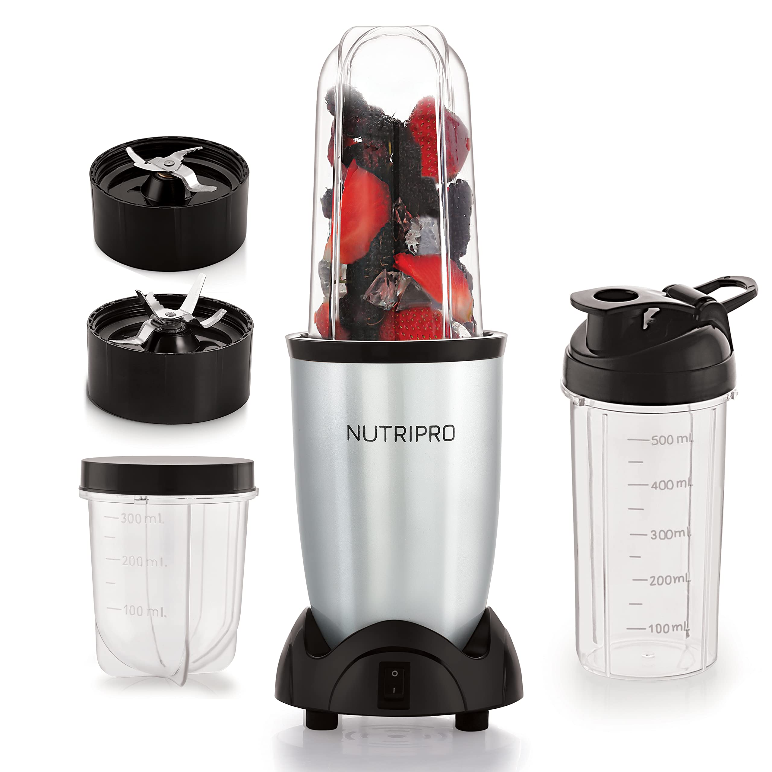 Nutripro Copper Juicer Mixer Grinder  Smoothie Maker  500 Watts (3 Jars, Silver)  2 Year Warranty